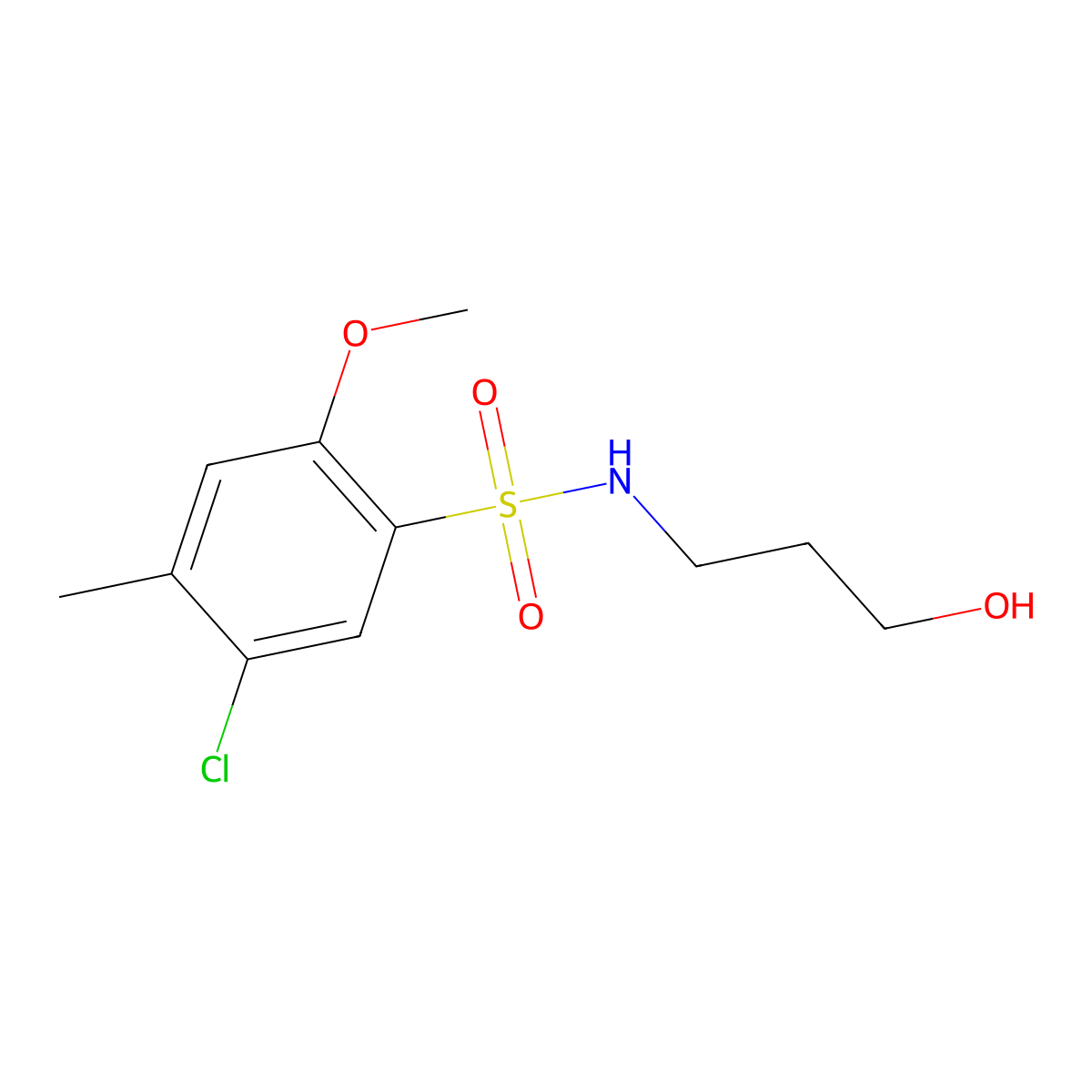 5-chloro-N-(3-hydroxypropyl)-2-methoxy-4-methylbenzenesulfonamide molecular structure, CAS 1018057-88-9