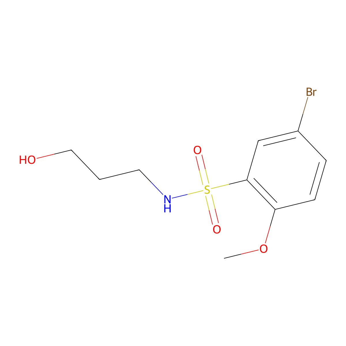 5-bromo-N-(3-hydroxypropyl)-2-methoxybenzenesulfonamide molecular structure, CAS 1018057-95-8