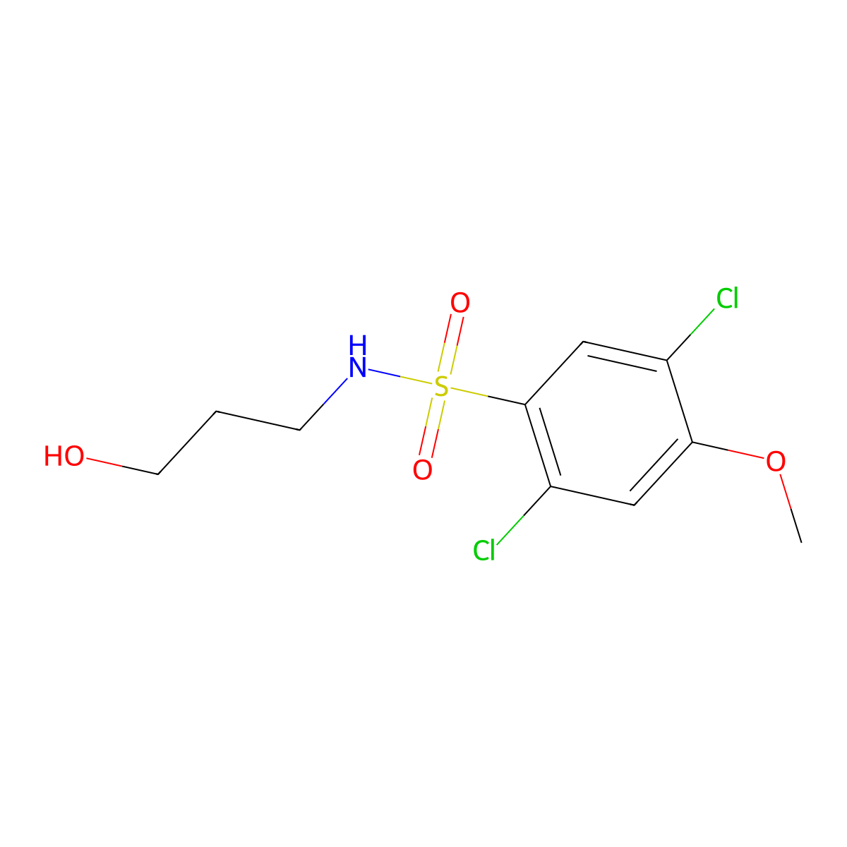 2,5-dichloro-N-(3-hydroxypropyl)-4-methoxybenzenesulfonamide molecular structure, CAS 1018058-02-0