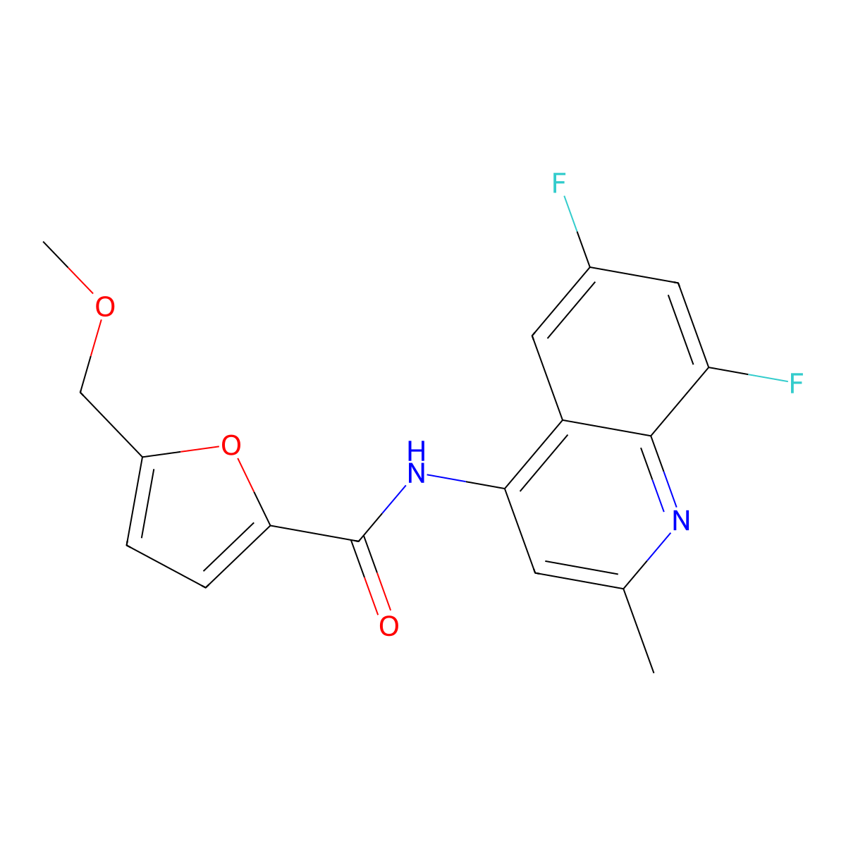 N-(6,8-difluoro-2-methylquinolin-4-yl)-5-(methoxymethyl)furan-2-carboxamide molecular structure, CAS 1018058-43-9