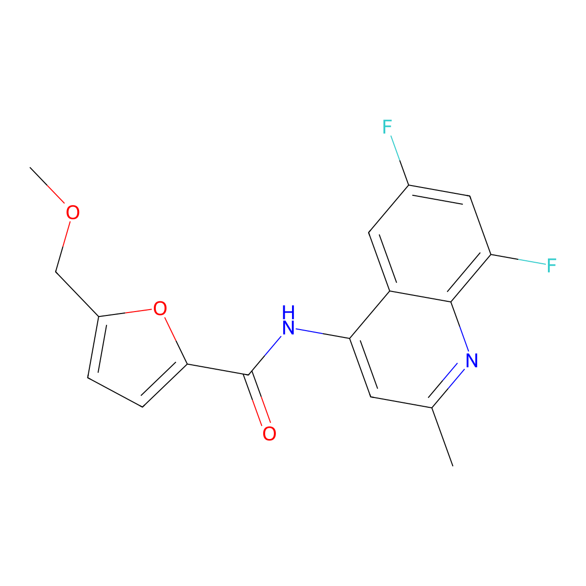 N-(6,8-difluoro-2-methylquinolin-4-yl)-5-(methoxymethyl)furan-2-carboxamide molecular structure, CAS 1018058-43-9