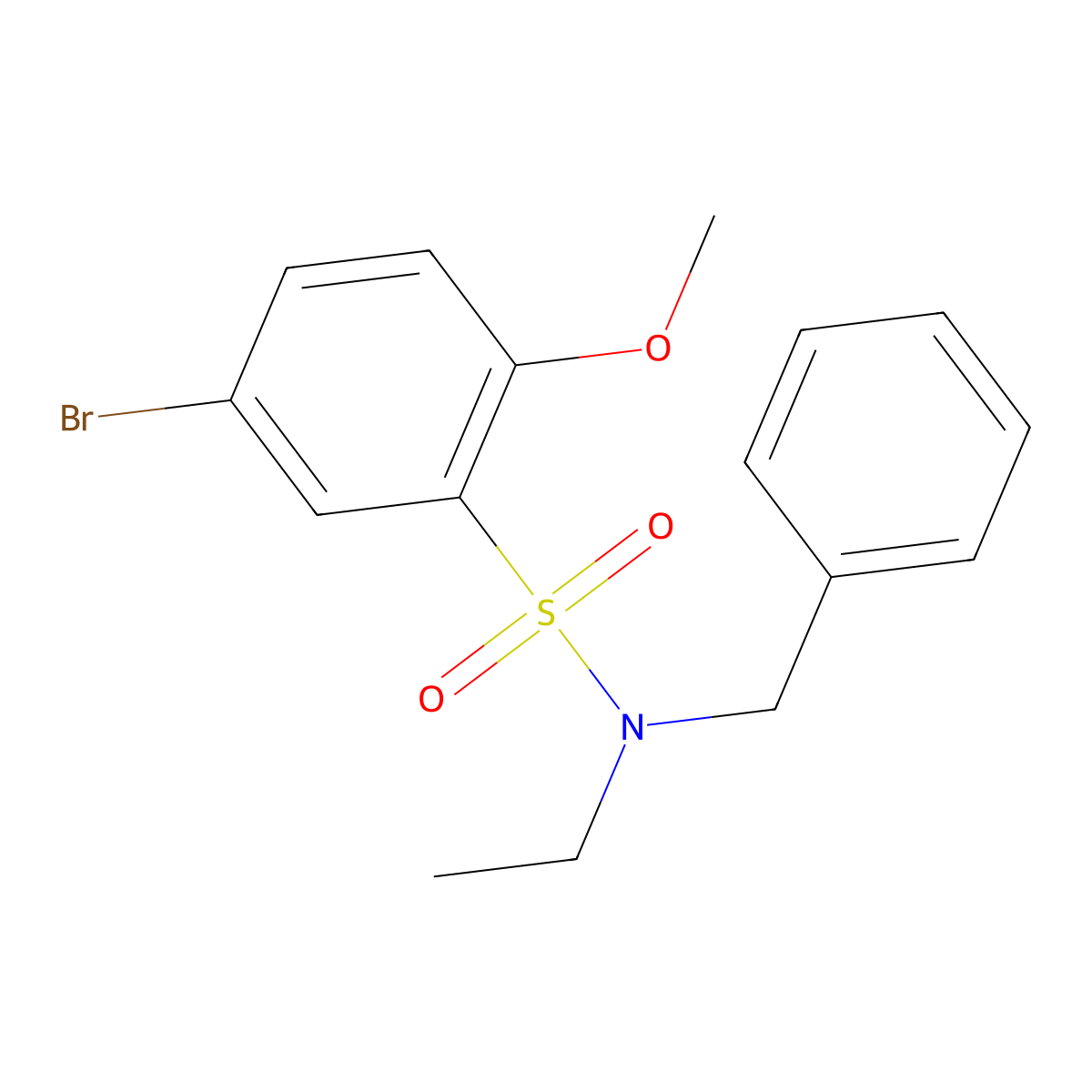 N-benzyl-5-bromo-N-ethyl-2-methoxybenzenesulfonamide molecular structure, CAS 1018058-48-4