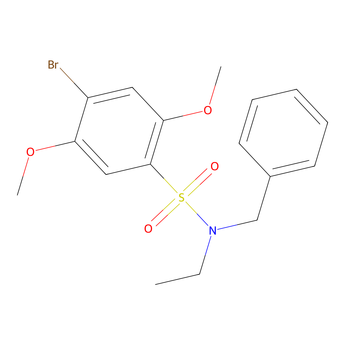 N-benzyl-4-bromo-N-ethyl-2,5-dimethoxybenzene-1-sulfonamide molecular structure, CAS 1018058-61-1