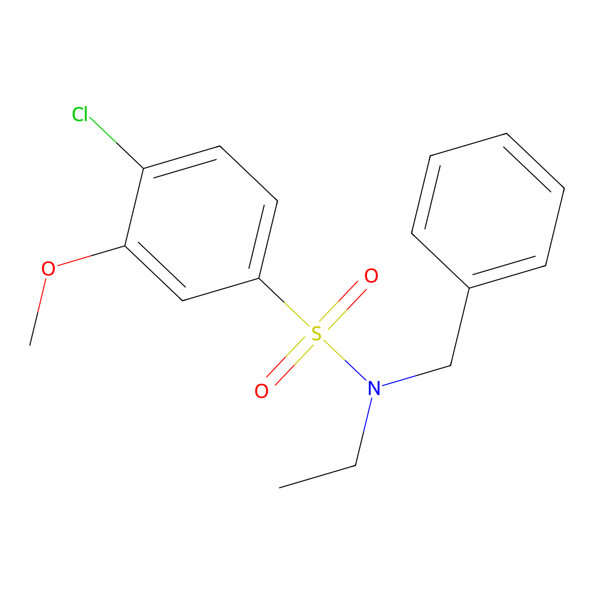 N-benzyl-4-chloro-N-ethyl-3-methoxybenzene-1-sulfonamide molecular structure, CAS 1018058-67-7