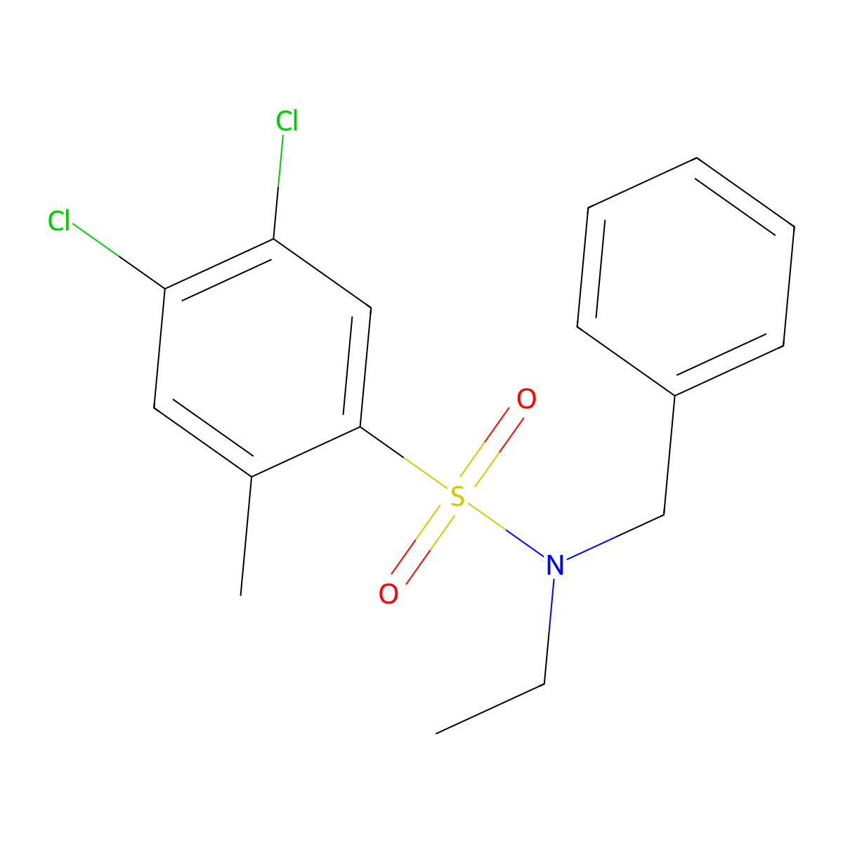 N-benzyl-4,5-dichloro-N-ethyl-2-methylbenzene-1-sulfonamide molecular structure, CAS 1018058-81-5