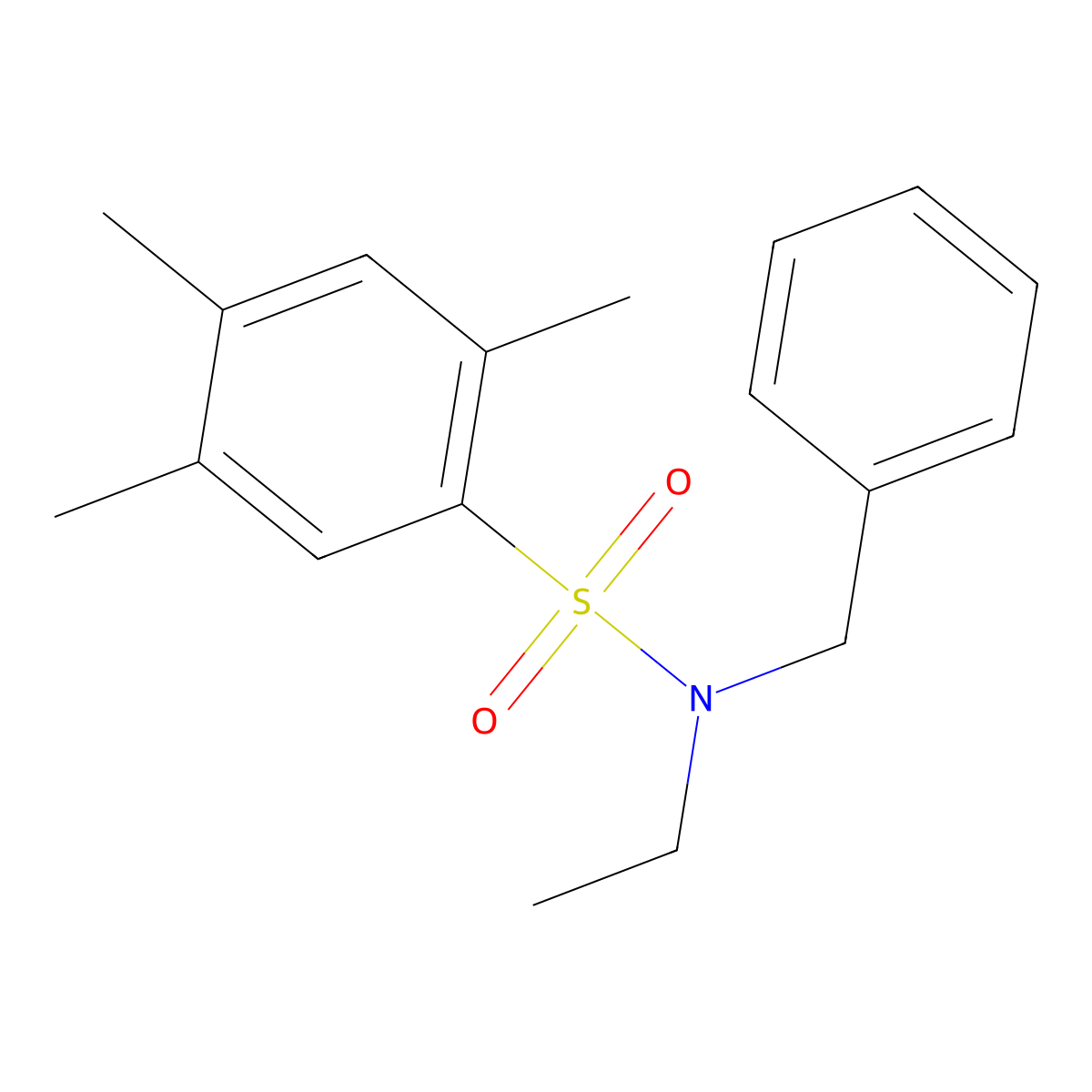 N-benzyl-N-ethyl-2,4,5-trimethylbenzenesulfonamide molecular structure, CAS 1018058-88-2