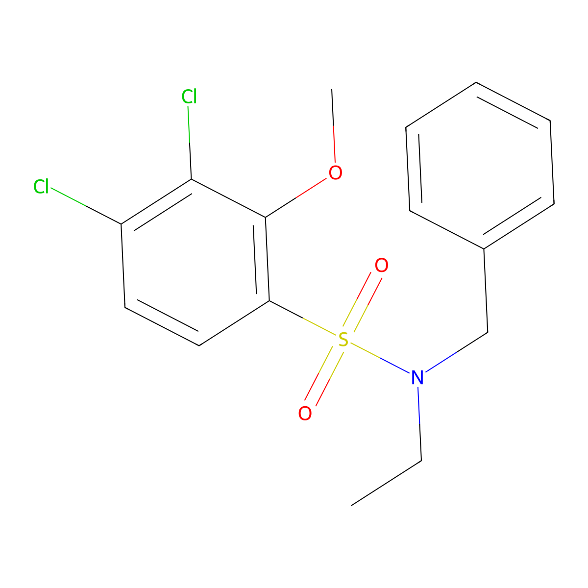 N-benzyl-3,4-dichloro-N-ethyl-2-methoxybenzenesulfonamide molecular structure, CAS 1018058-95-1
