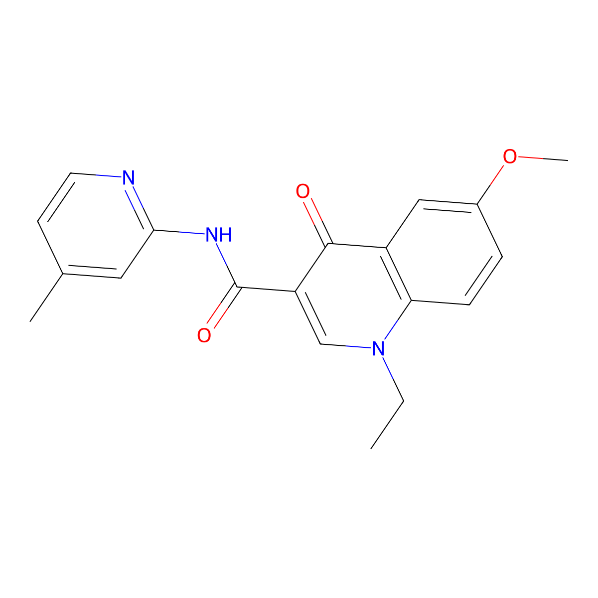 1-ethyl-6-methoxy-N-(4-methylpyridin-2-yl)-4-oxo-1,4-dihydroquinoline-3-carboxamide molecular structure, CAS 1018059-16-9