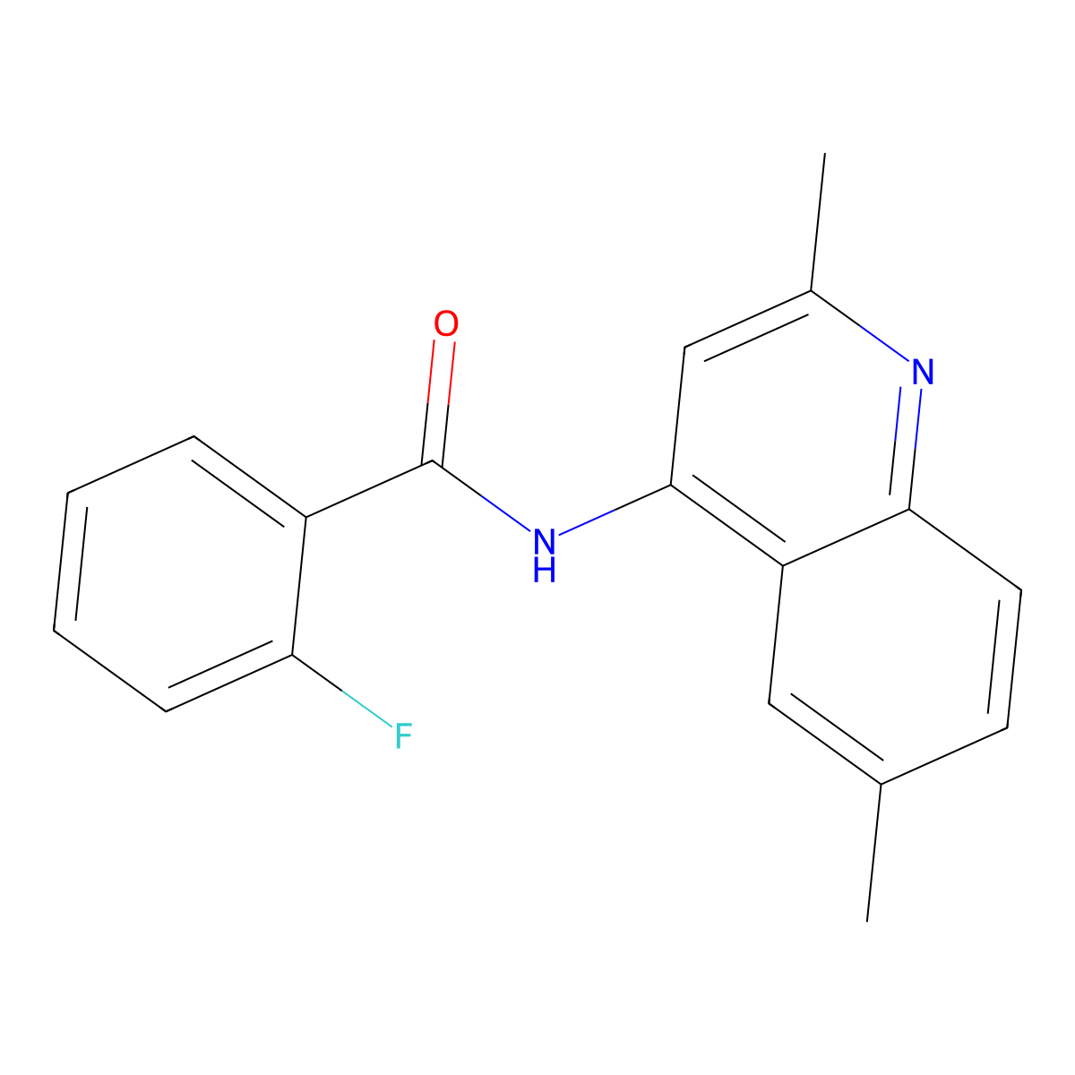 N-(2,6-dimethylquinolin-4-yl)-2-fluorobenzamide molecular structure, CAS 1018059-36-3