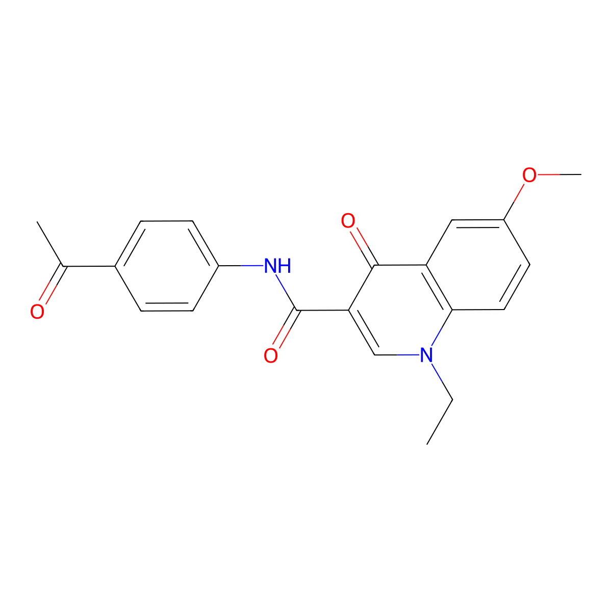 N-(4-acetylphenyl)-1-ethyl-6-methoxy-4-oxo-1,4-dihydroquinoline-3-carboxamide molecular structure, CAS 1018059-89-6