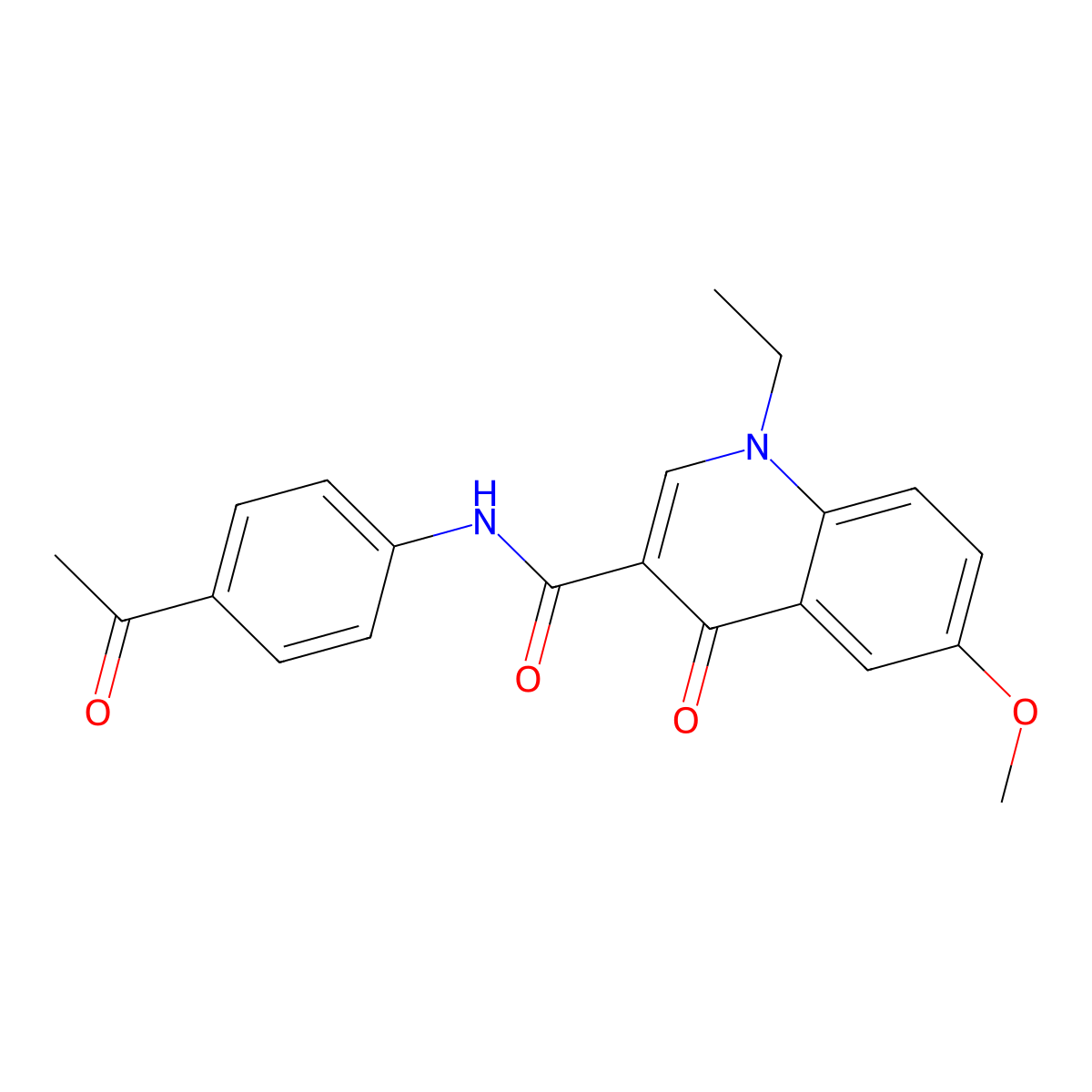 N-(4-acetylphenyl)-1-ethyl-6-methoxy-4-oxo-1,4-dihydroquinoline-3-carboxamide molecular structure, CAS 1018059-89-6