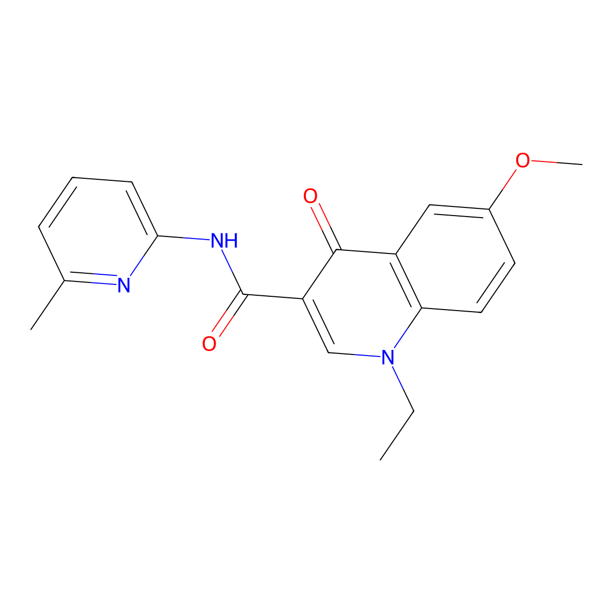 1-ethyl-6-methoxy-N-(6-methylpyridin-2-yl)-4-oxo-1,4-dihydroquinoline-3-carboxamide molecular structure, CAS 1018060-03-1