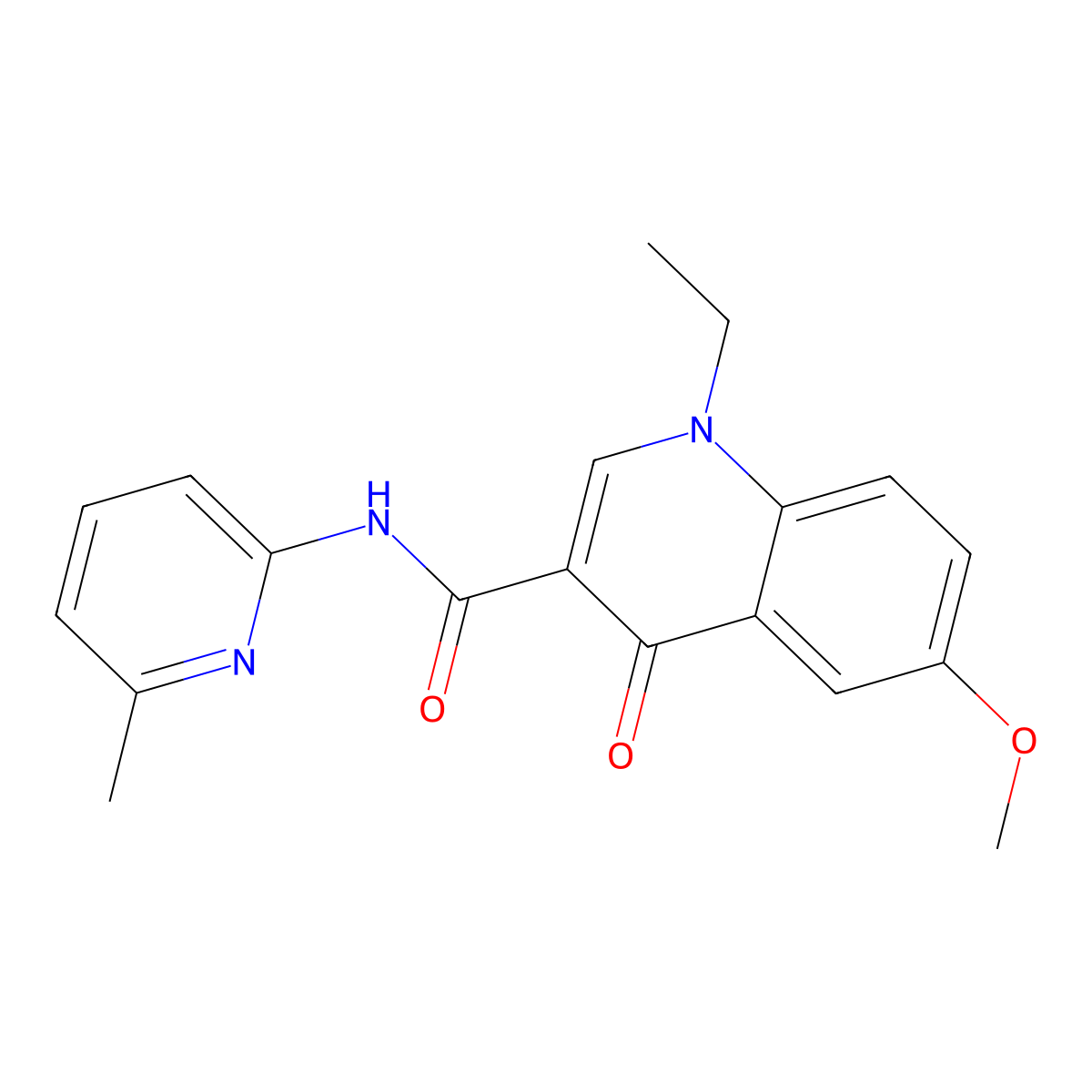 1-ethyl-6-methoxy-N-(6-methylpyridin-2-yl)-4-oxo-1,4-dihydroquinoline-3-carboxamide molecular structure, CAS 1018060-03-1