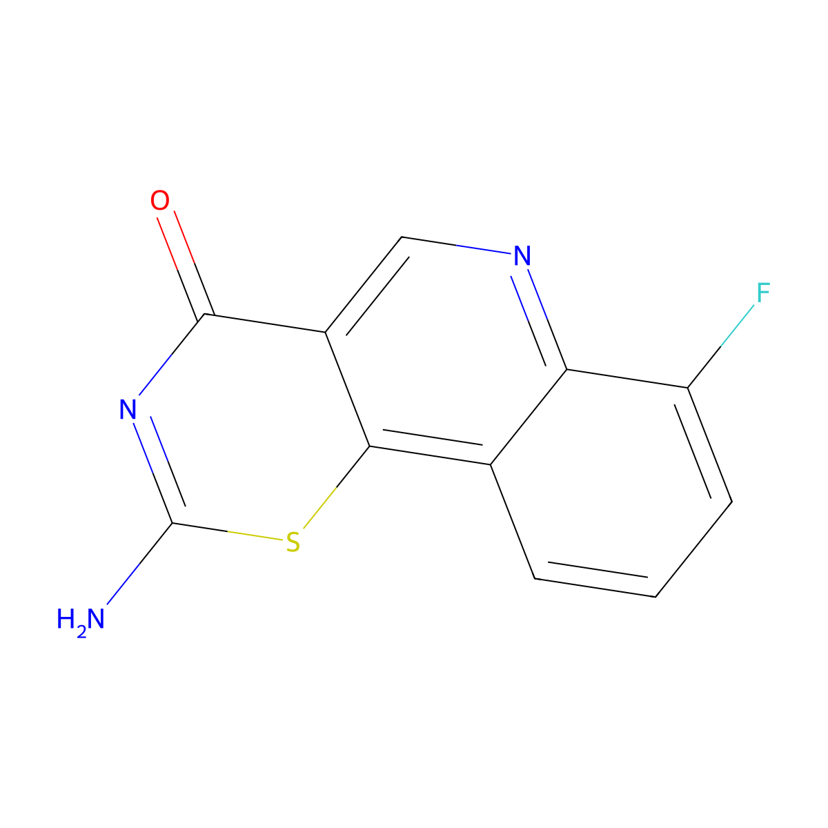 2-amino-7-fluoro-4H-[1,3]thiazino[5,6-c]quinolin-4-one molecular structure, CAS 1018060-52-0