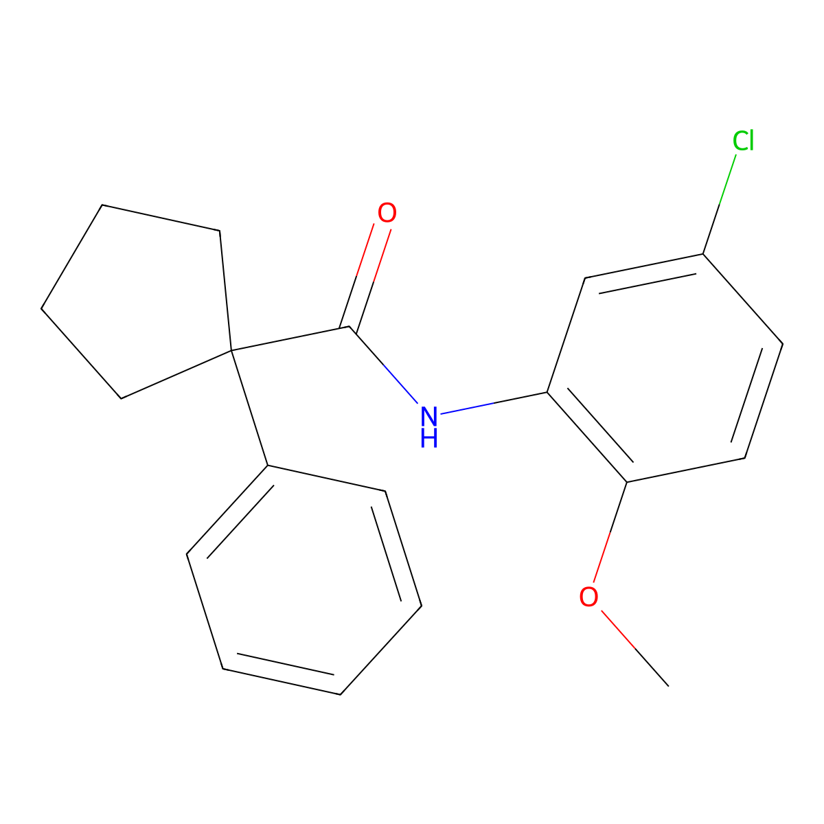 N-(5-chloro-2-methoxyphenyl)-1-phenylcyclopentane-1-carboxamide molecular structure, CAS 1018060-65-5