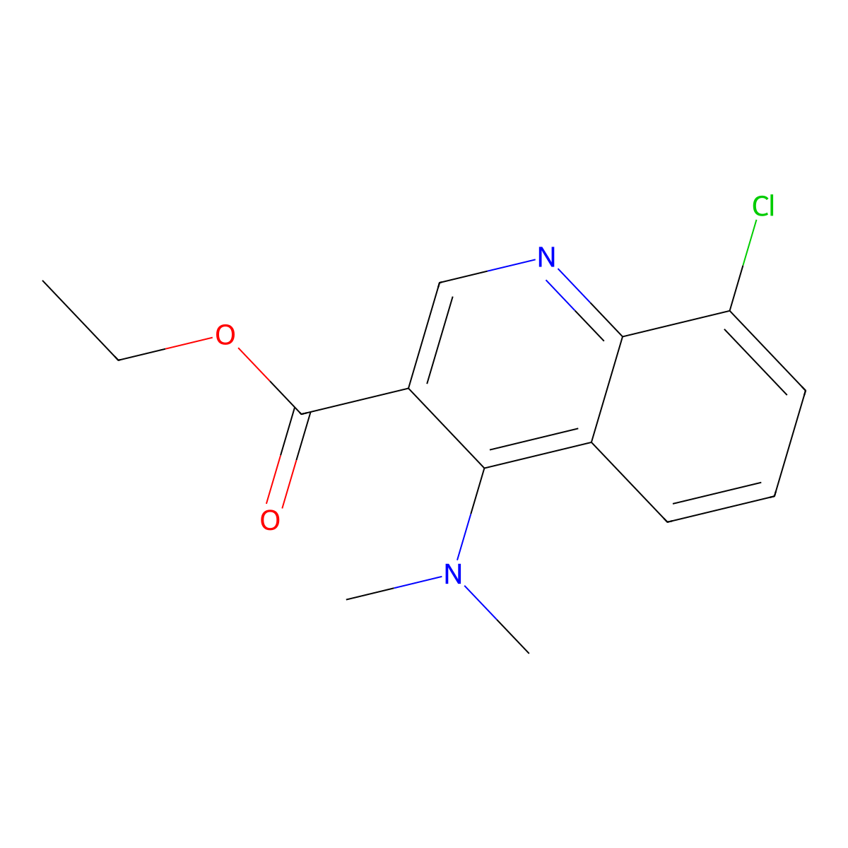 Ethyl 8-chloro-4-(dimethylamino)quinoline-3-carboxylate molecular structure, CAS 1018060-66-6