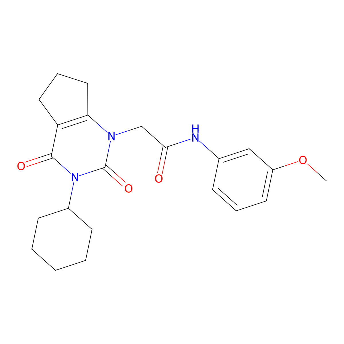 2-(3-cyclohexyl-2,4-dioxo-2,3,4,5,6,7-hexahydro-1H-cyclopenta[d]pyrimidin-1-yl)-N-(3-methoxyphenyl)acetamide molecular structure, CAS 1018061-81-8