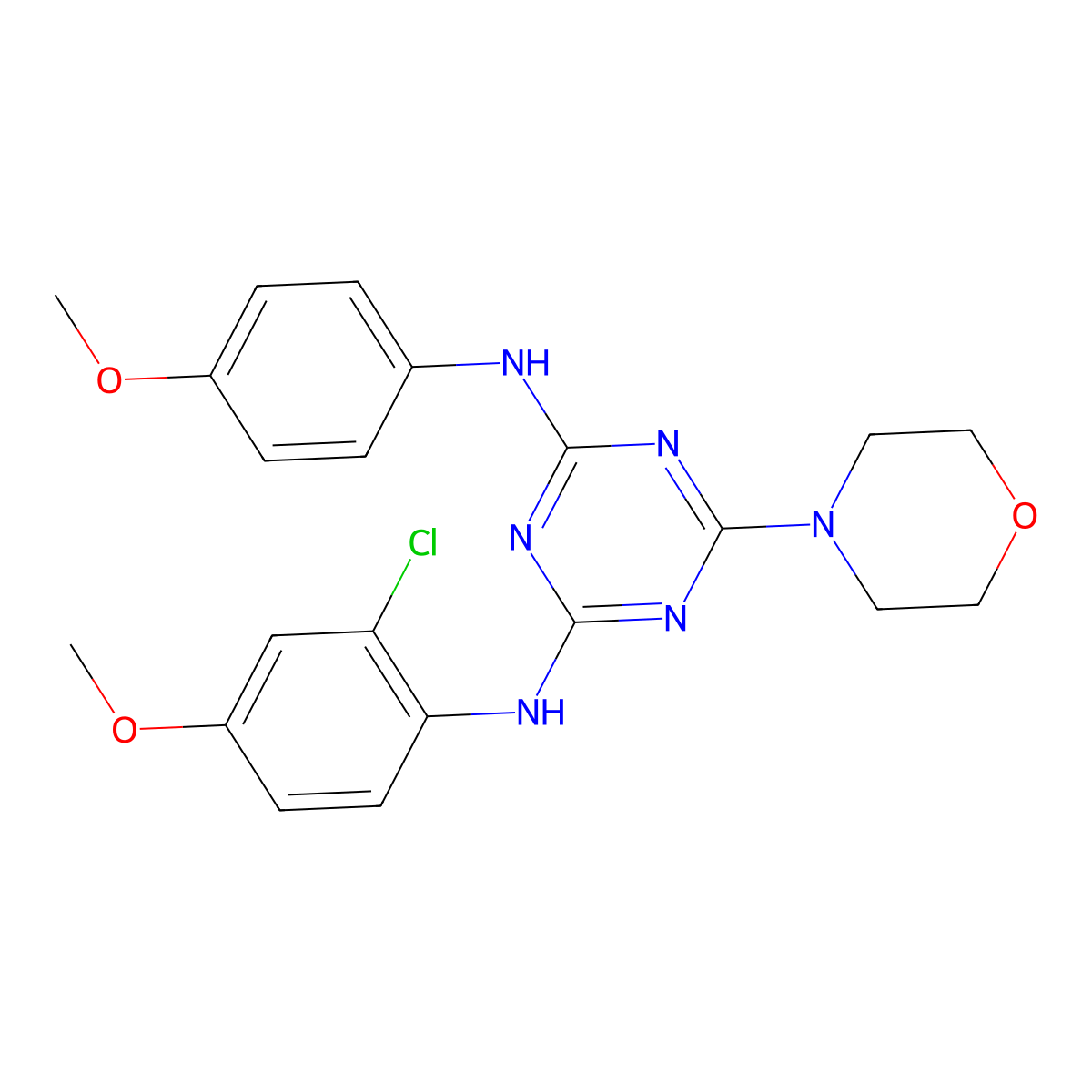 N2-(2-chloro-4-methoxyphenyl)-N4-(4-methoxyphenyl)-6-morpholino-1,3,5-triazine-2,4-diamine molecular structure, CAS 1018062-26-4