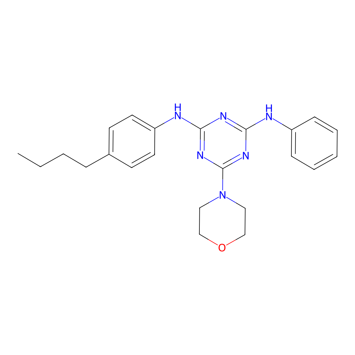 N2-(4-butylphenyl)-6-morpholino-N4-phenyl-1,3,5-triazine-2,4-diamine molecular structure, CAS 1018062-52-6
