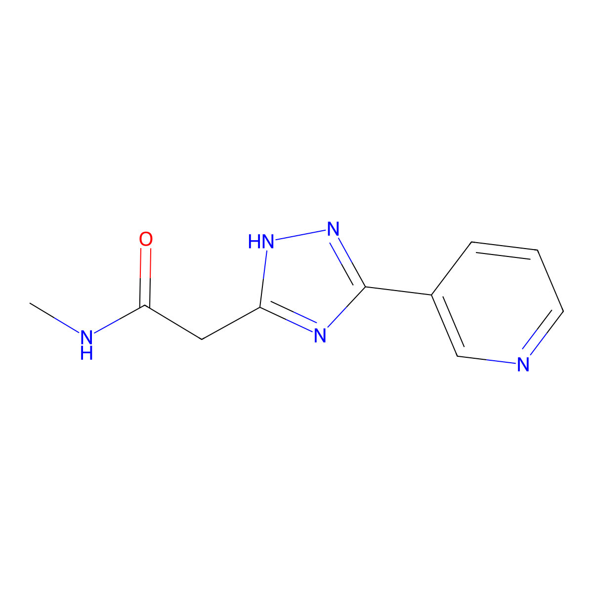 N-methyl-2-[5-(pyridin-3-yl)-1H-1,2,4-triazol-3-yl]acetamide molecular structure, CAS 1018066-43-7