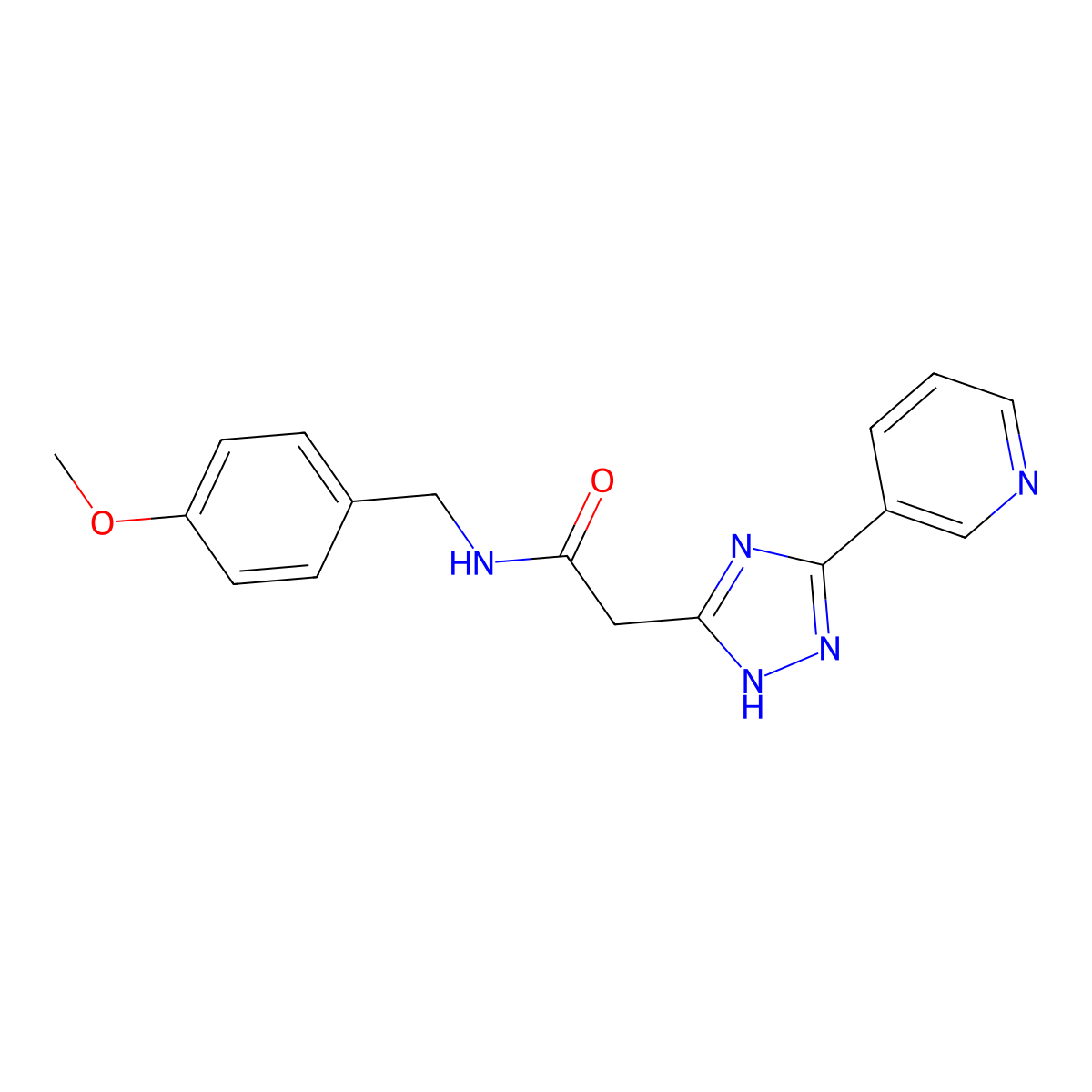 N-[(4-Methoxyphenyl)methyl]-2-[5-(pyridin-3-yl)-1H-1,2,4-triazol-3-yl]acetamide molecular structure, CAS 1018066-49-3
