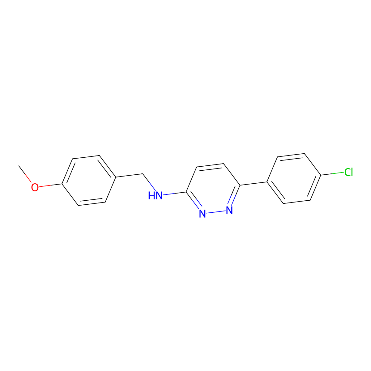 6-(4-chlorophenyl)-N-(4-methoxybenzyl)pyridazin-3-amine molecular structure, CAS 1018066-91-5
