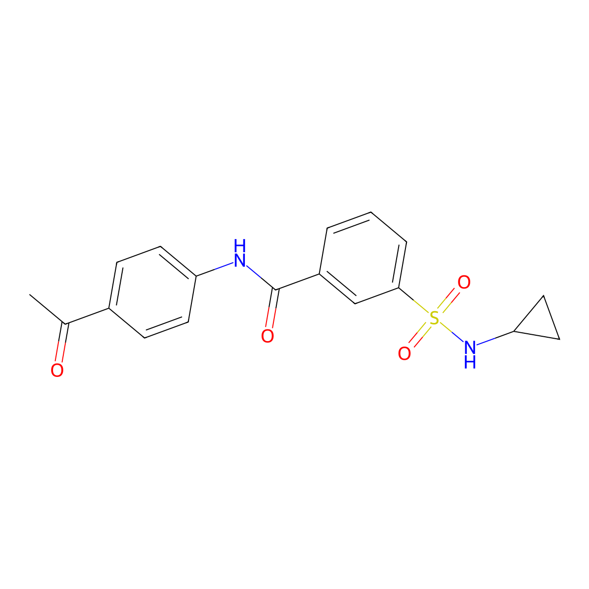 N-(4-acetylphenyl)-3-(cyclopropylsulfamoyl)benzamide molecular structure, CAS 1018068-09-1