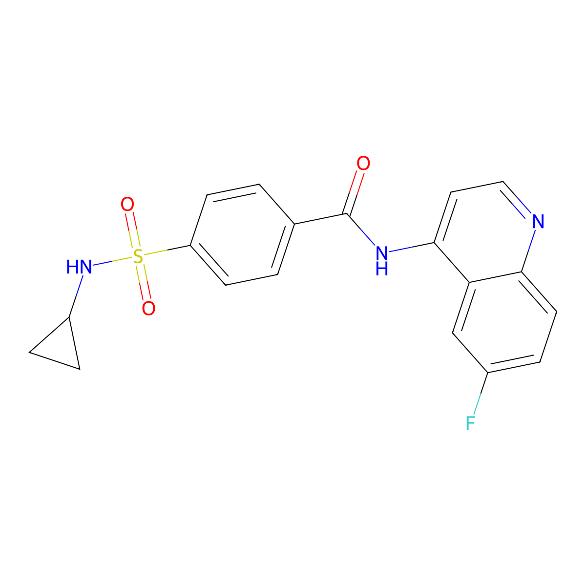 4-(cyclopropylsulfamoyl)-N-(6-fluoroquinolin-4-yl)benzamide molecular structure, CAS 1018068-54-6