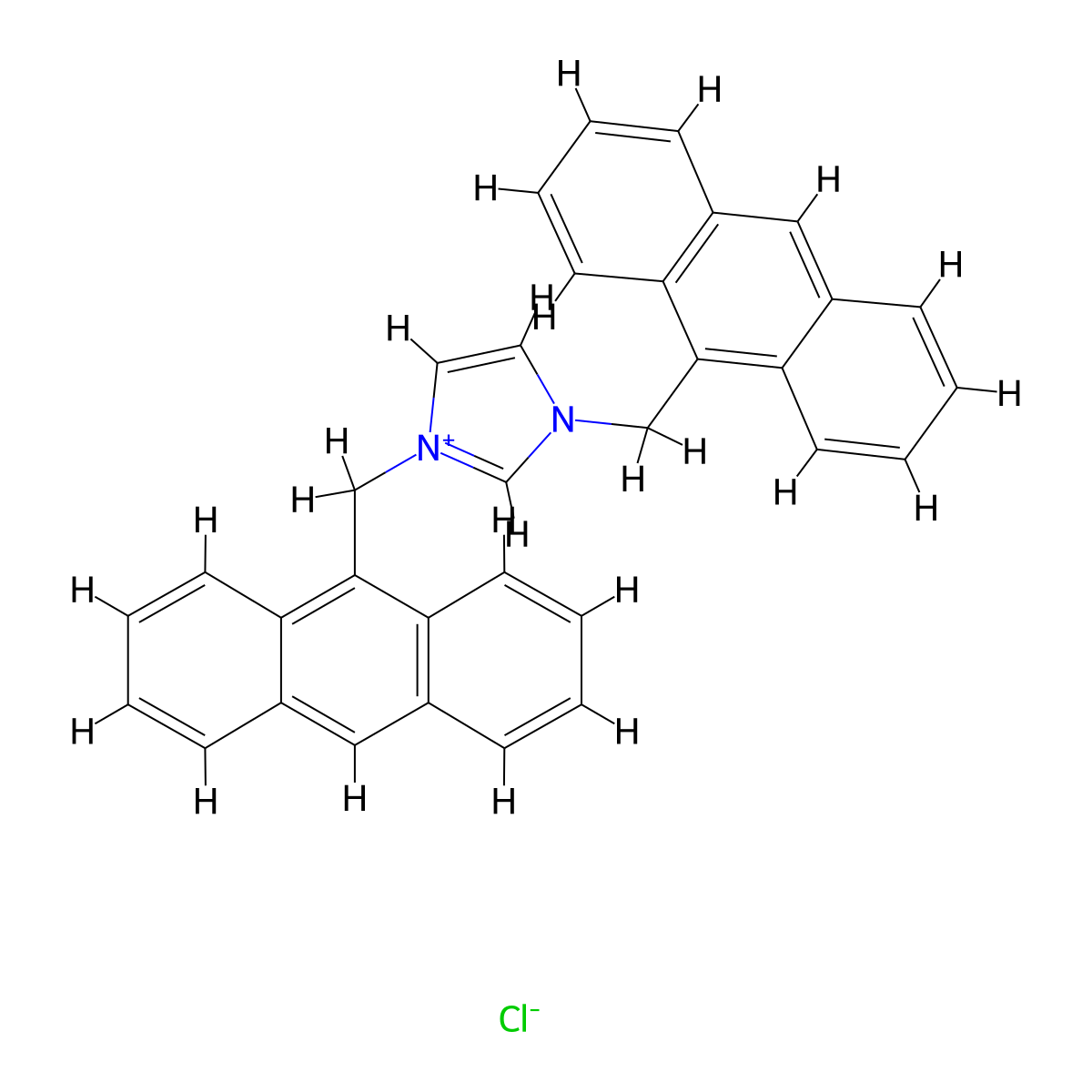 1,3-Bis(anthracen-9-ylmethyl)-1H-imidazol-3-ium chloride molecular structure, CAS 1018068-81-9