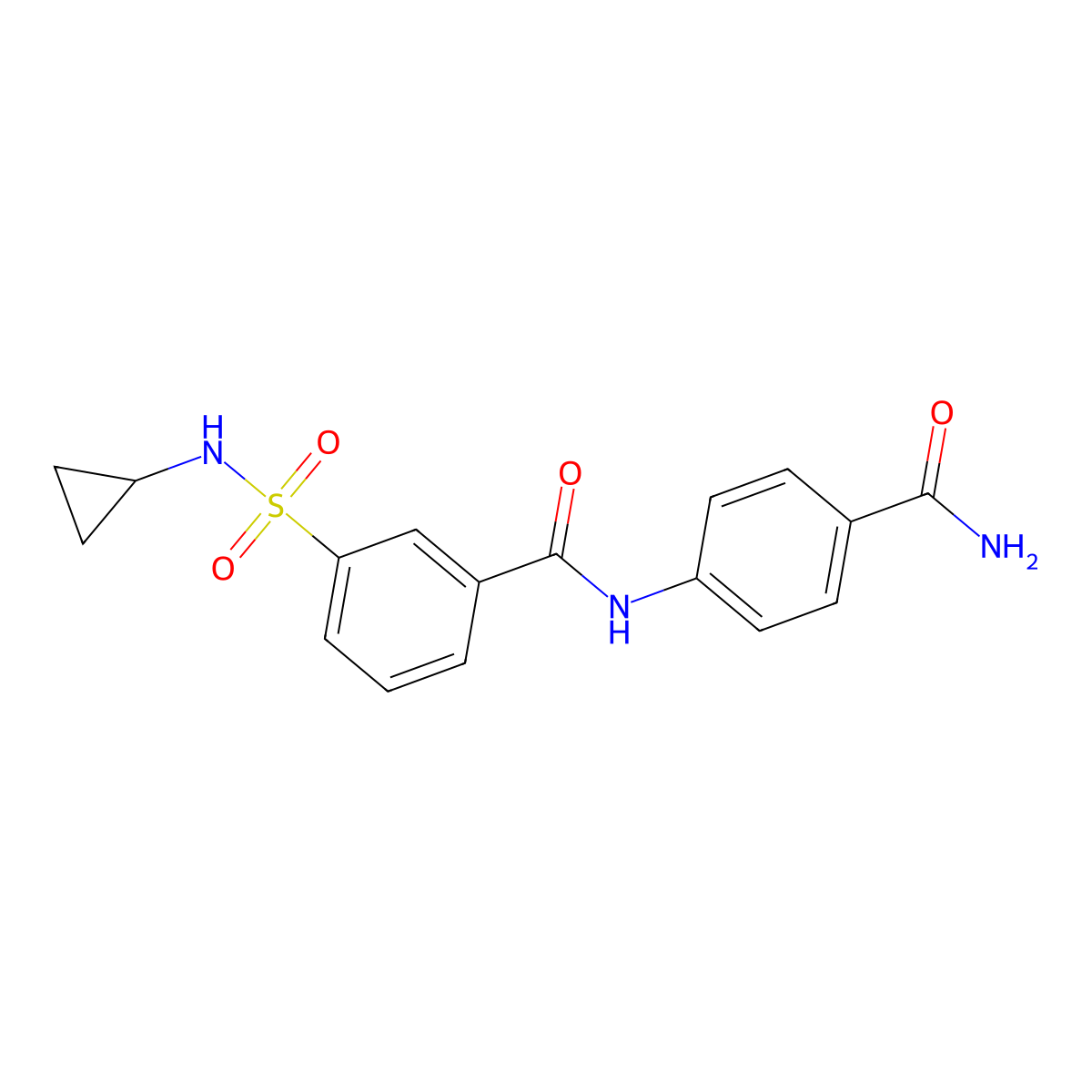 N-(4-carbamoylphenyl)-3-(cyclopropylsulfamoyl)benzamide molecular structure, CAS 1018069-14-1