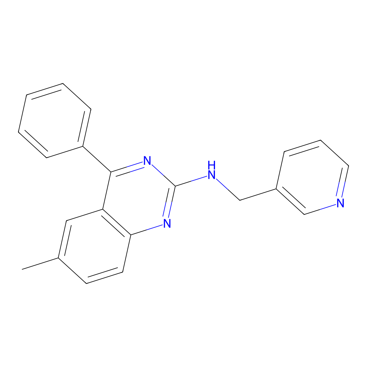 6-methyl-4-phenyl-N-[(pyridin-3-yl)methyl]quinazolin-2-amine molecular structure, CAS 1018070-26-2
