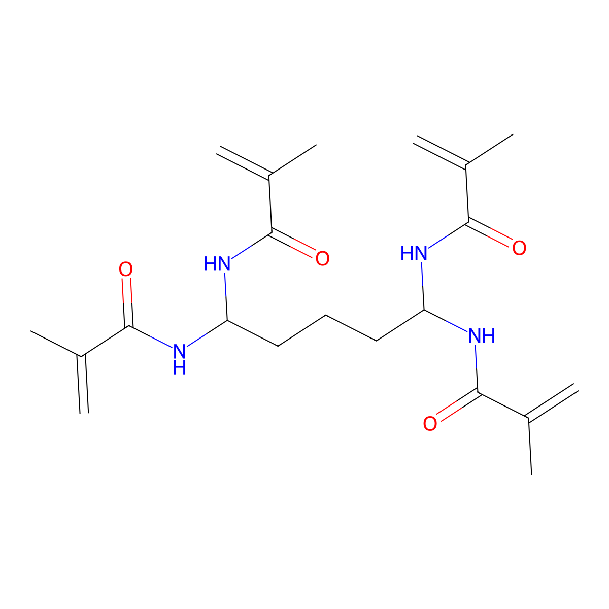 N,N',N'',N'''-(1,5-pentanediylidene)tetrakismethacrylamide molecular structure, CAS 101810-92-8