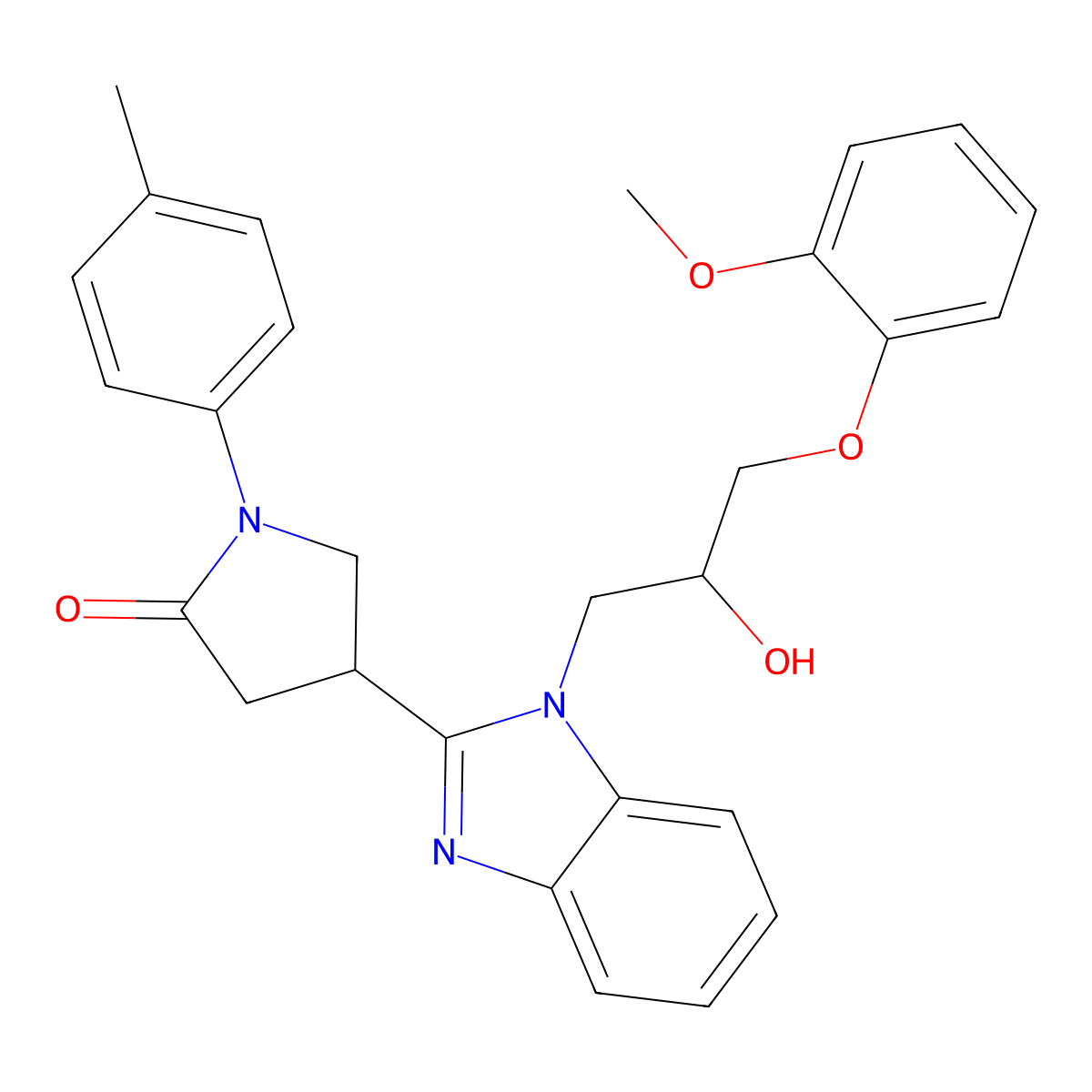 4-(1-(2-hydroxy-3-(2-methoxyphenoxy)propyl)-1H-benzo[d]imidazol-2-yl)-1-(p-tolyl)pyrrolidin-2-one molecular structure, CAS 1018124-99-6