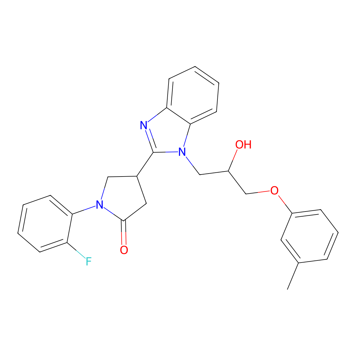 1-(2-Fluorophenyl)-4-[1-[2-hydroxy-3-(3-methylphenoxy)propyl]benzimidazol-2-yl]pyrrolidin-2-one molecular structure, CAS 1018125-03-5
