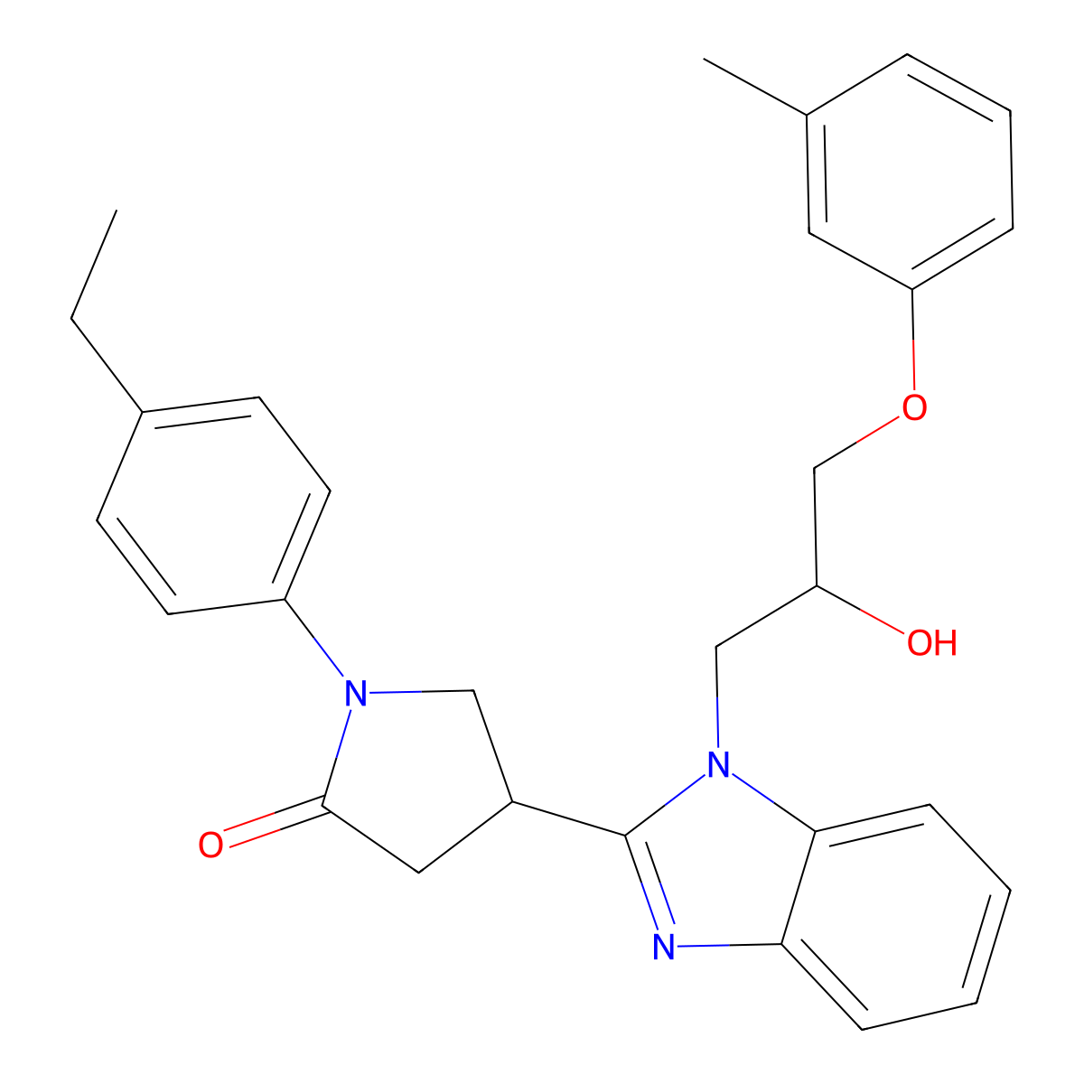 1-(4-Ethylphenyl)-4-{1-[2-hydroxy-3-(3-methylphenoxy)propyl]benzimidazol-2-yl} pyrrolidin-2-one molecular structure, CAS 1018125-04-6