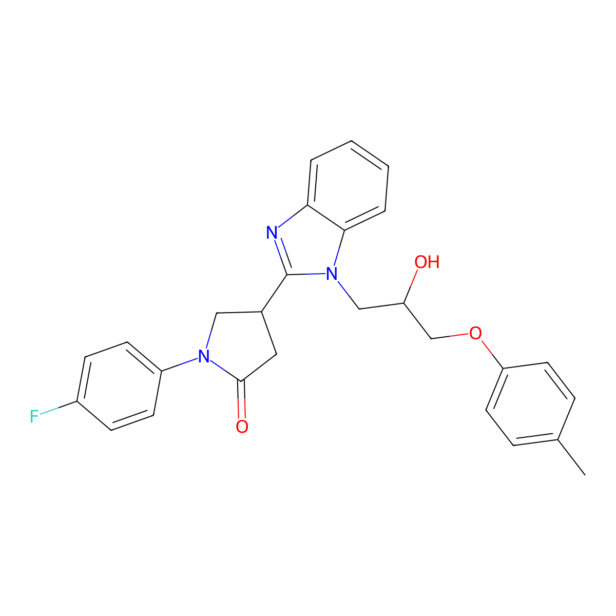 1-(4-Fluorophenyl)-4-[1-[2-hydroxy-3-(4-methylphenoxy)propyl]benzimidazol-2-yl]pyrrolidin-2-one molecular structure, CAS 1018125-11-5