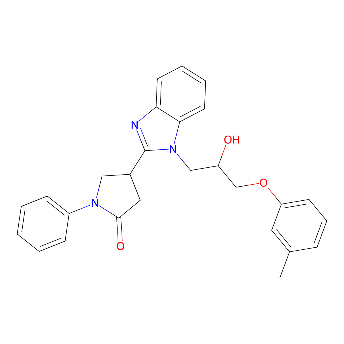 4-{1-[2-hydroxy-3-(3-methylphenoxy)propyl]-1H-benzimidazol-2-yl}-1-phenylpyrrolidin-2-one molecular structure, CAS 1018125-13-7