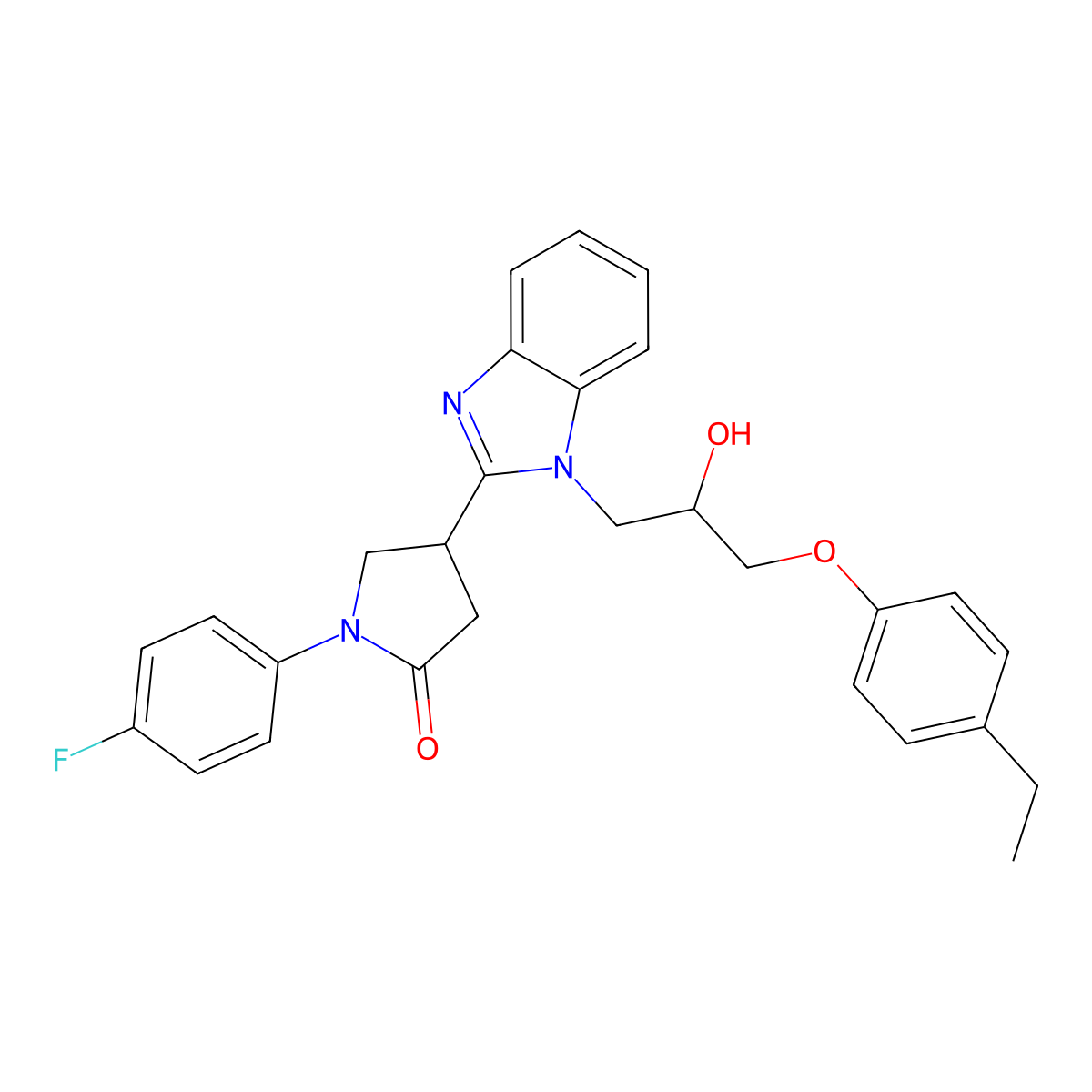 4-{1-[3-(4-Ethylphenoxy)-2-hydroxypropyl]benzimidazol-2-yl}-1-(4-fluorophenyl) pyrrolidin-2-one molecular structure, CAS 1018125-14-8