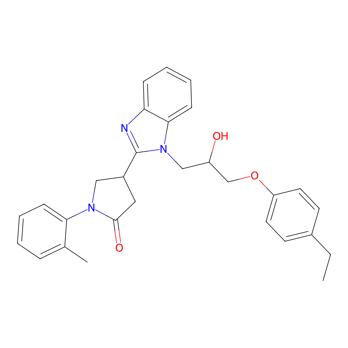 4-{1-[3-(4-Ethylphenoxy)-2-hydroxypropyl]benzimidazol-2-yl}-1-(2-methylphenyl) pyrrolidin-2-one molecular structure, CAS 1018125-15-9