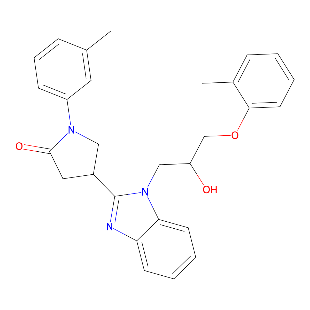 4-[1-[2-Hydroxy-3-(2-methylphenoxy)propyl]benzimidazol-2-yl]-1-(3-methylphenyl)pyrrolidin-2-one molecular structure, CAS 1018125-16-0