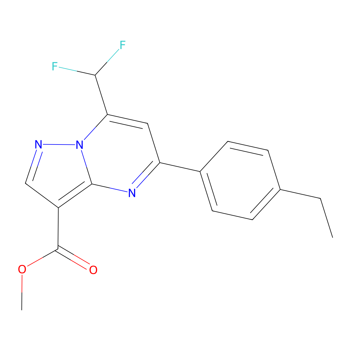 Methyl 7-(difluoromethyl)-5-(4-ethylphenyl)pyrazolo[1,5-a]pyrimidine-3-carboxylate molecular structure, CAS 1018125-25-1