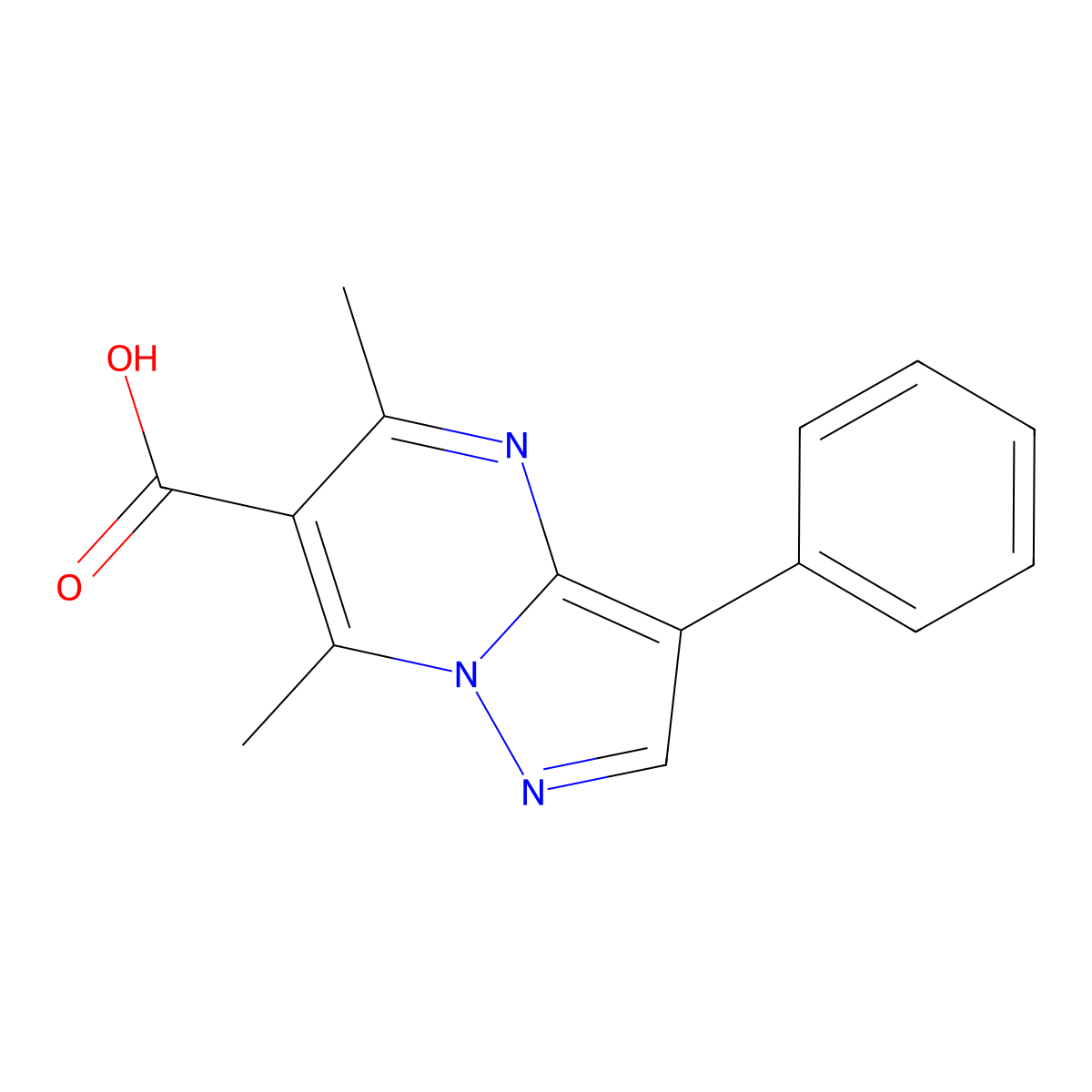5,7-Dimethyl-3-phenylpyrazolo[1,5-a]pyrimidine-6-carboxylic acid molecular structure, CAS 1018125-27-3