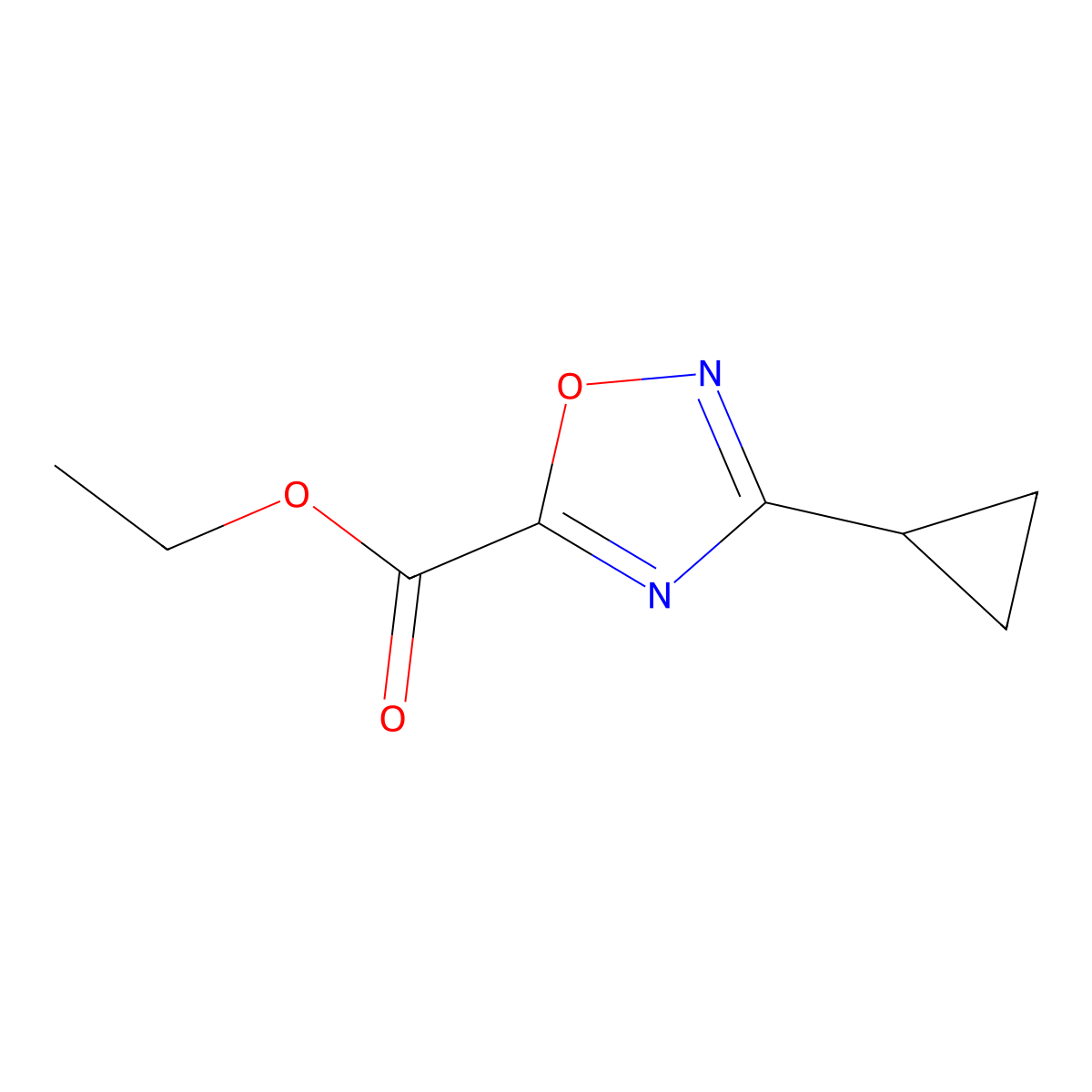 Ethyl 3-cyclopropyl-1,2,4-oxadiazole-5-carboxylate molecular structure, CAS 1018125-29-5