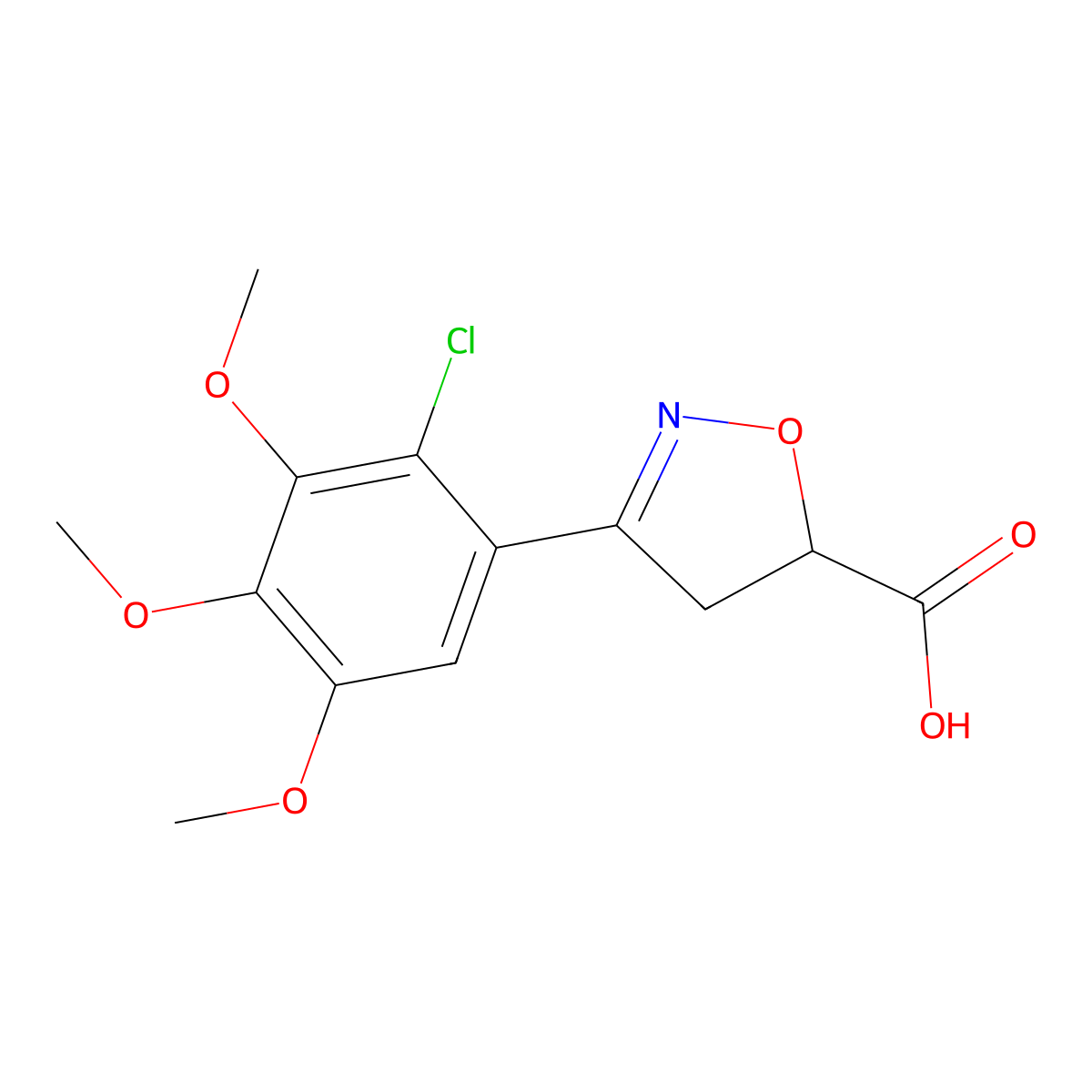 3-(2-Chloro-3,4,5-trimethoxyphenyl)-4,5-dihydroisoxazole-5-carboxylic acid molecular structure, CAS 1018125-33-1