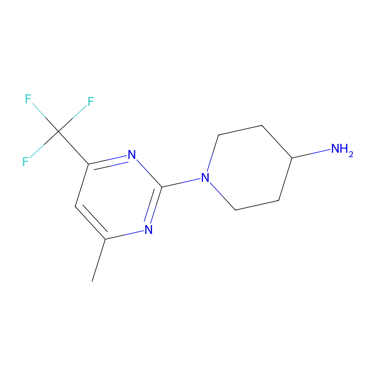 1-(4-Methyl-6-(trifluoromethyl)pyrimidin-2-yl)piperidin-4-amine molecular structure, CAS 1018125-35-3