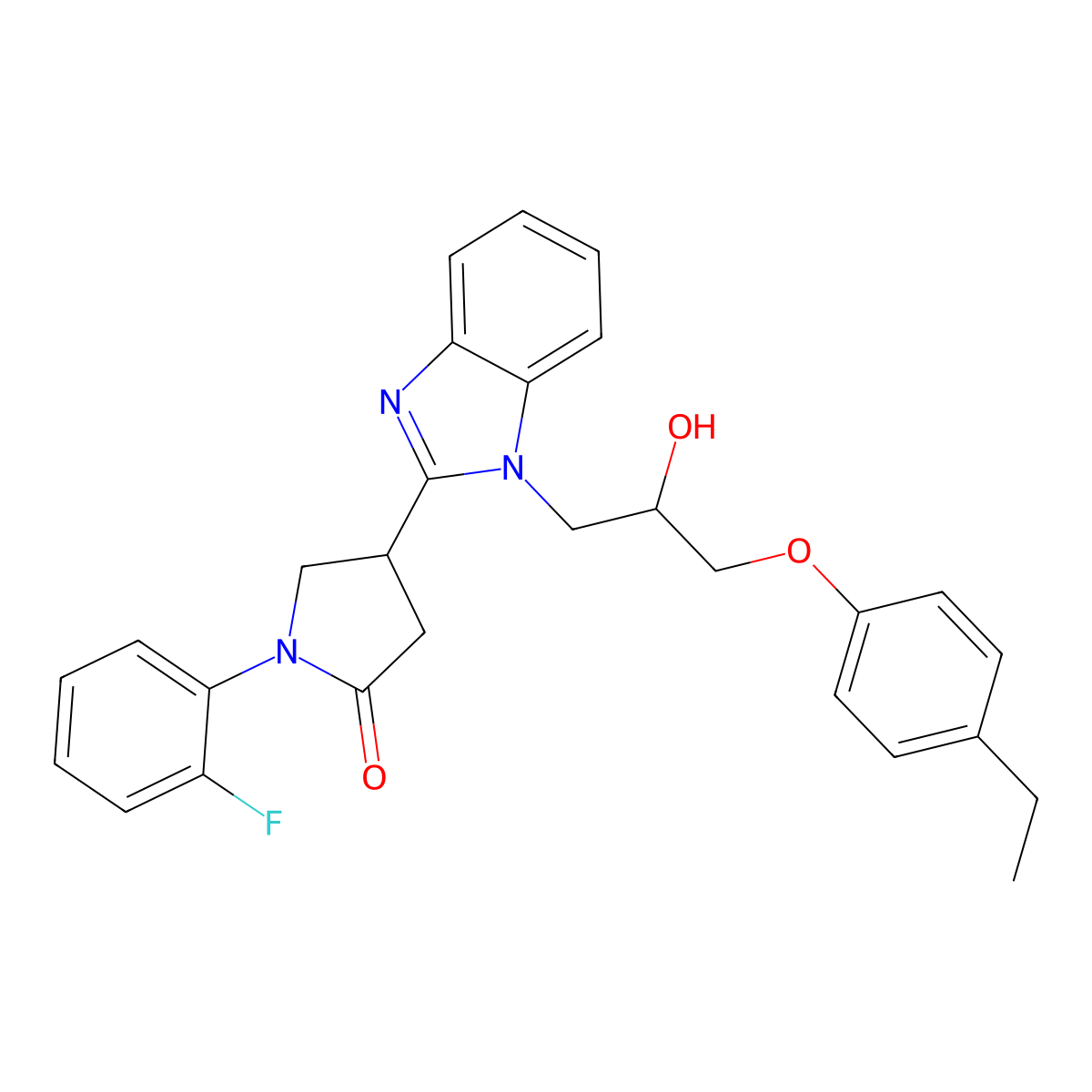 4-{1-[3-(4-Ethylphenoxy)-2-hydroxypropyl]benzimidazol-2-yl}-1-(2-fluorophenyl) pyrrolidin-2-one molecular structure, CAS 1018125-40-0
