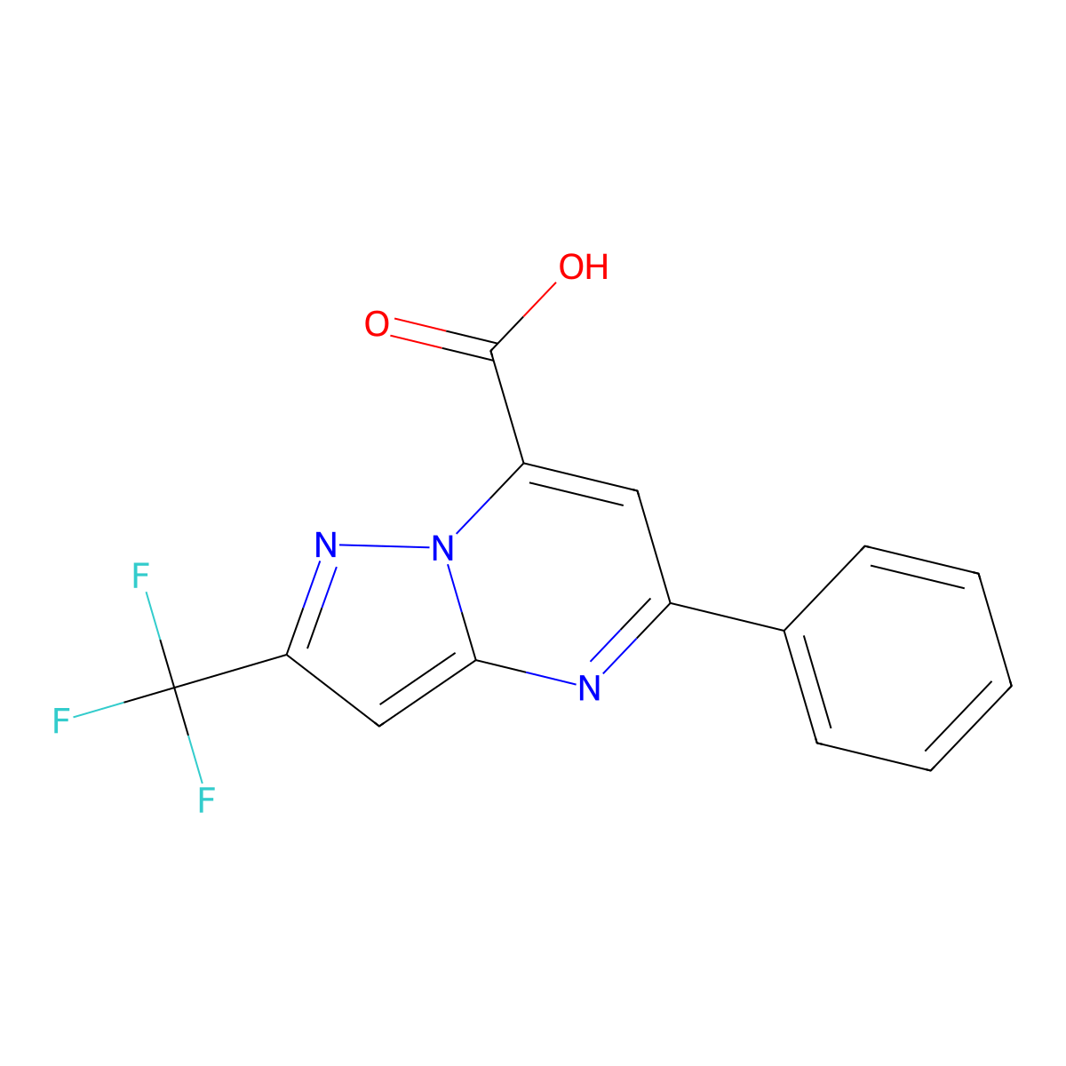 5-Phenyl-2-(trifluoromethyl)pyrazolo[1,5-a]pyrimidine-7-carboxylic acid molecular structure, CAS 1018125-41-1