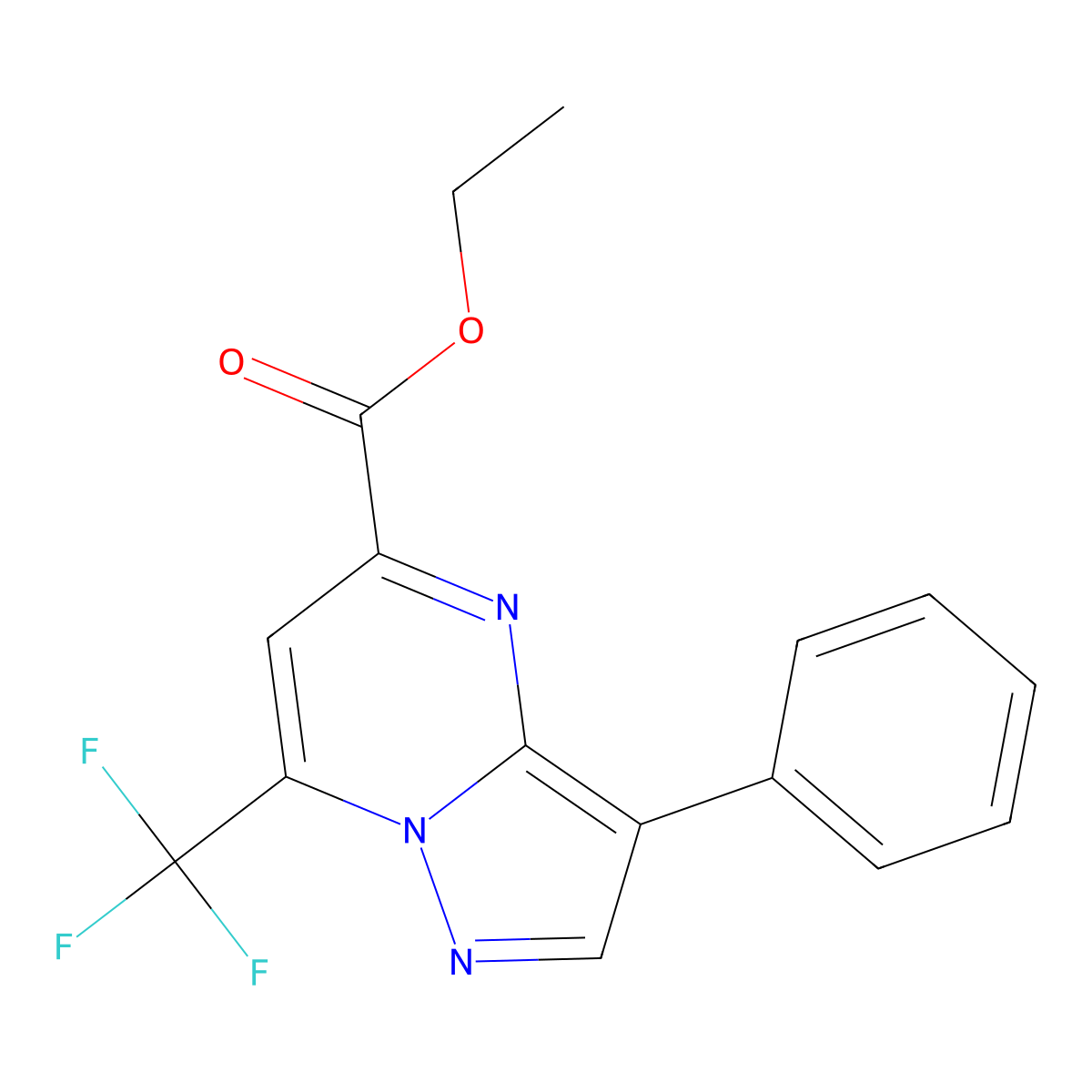 Ethyl 3-phenyl-7-(trifluoromethyl)pyrazolo[1,5-a]pyrimidine-5-carboxylate molecular structure, CAS 1018125-43-3