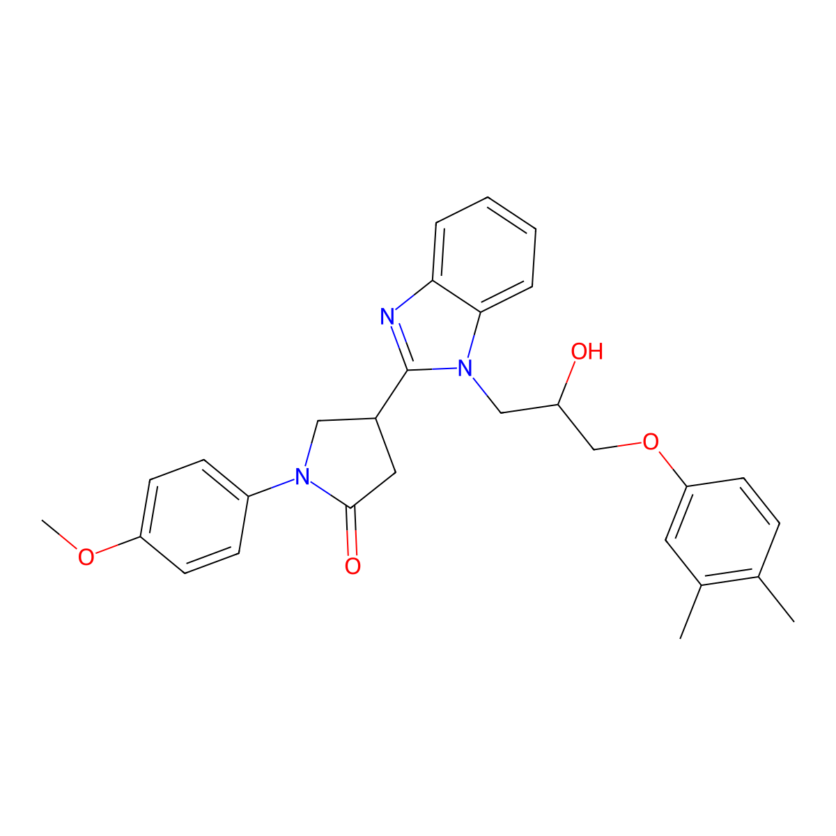4-(1-(3-(3,4-dimethylphenoxy)-2-hydroxypropyl)-1H-benzo[d]imidazol-2-yl)-1-(4-methoxyphenyl)pyrrolidin-2-one molecular structure, CAS 1018125-48-8