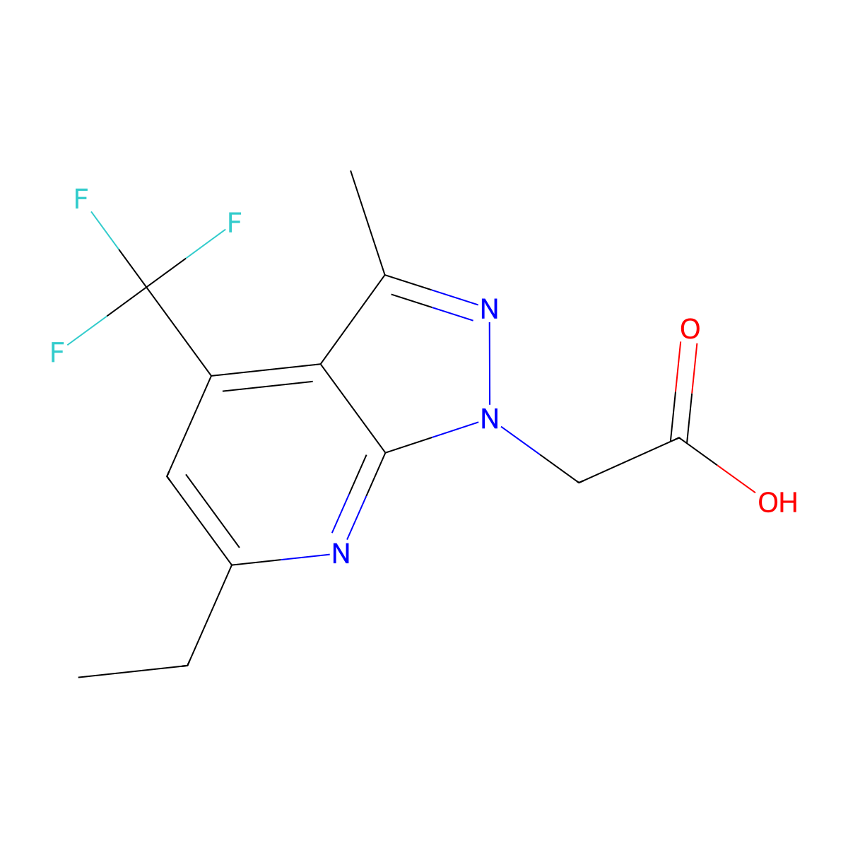 2-(6-Ethyl-3-methyl-4-(trifluoromethyl)-1H-pyrazolo[3,4-b]pyridin-1-yl)acetic acid molecular structure, CAS 1018125-51-3
